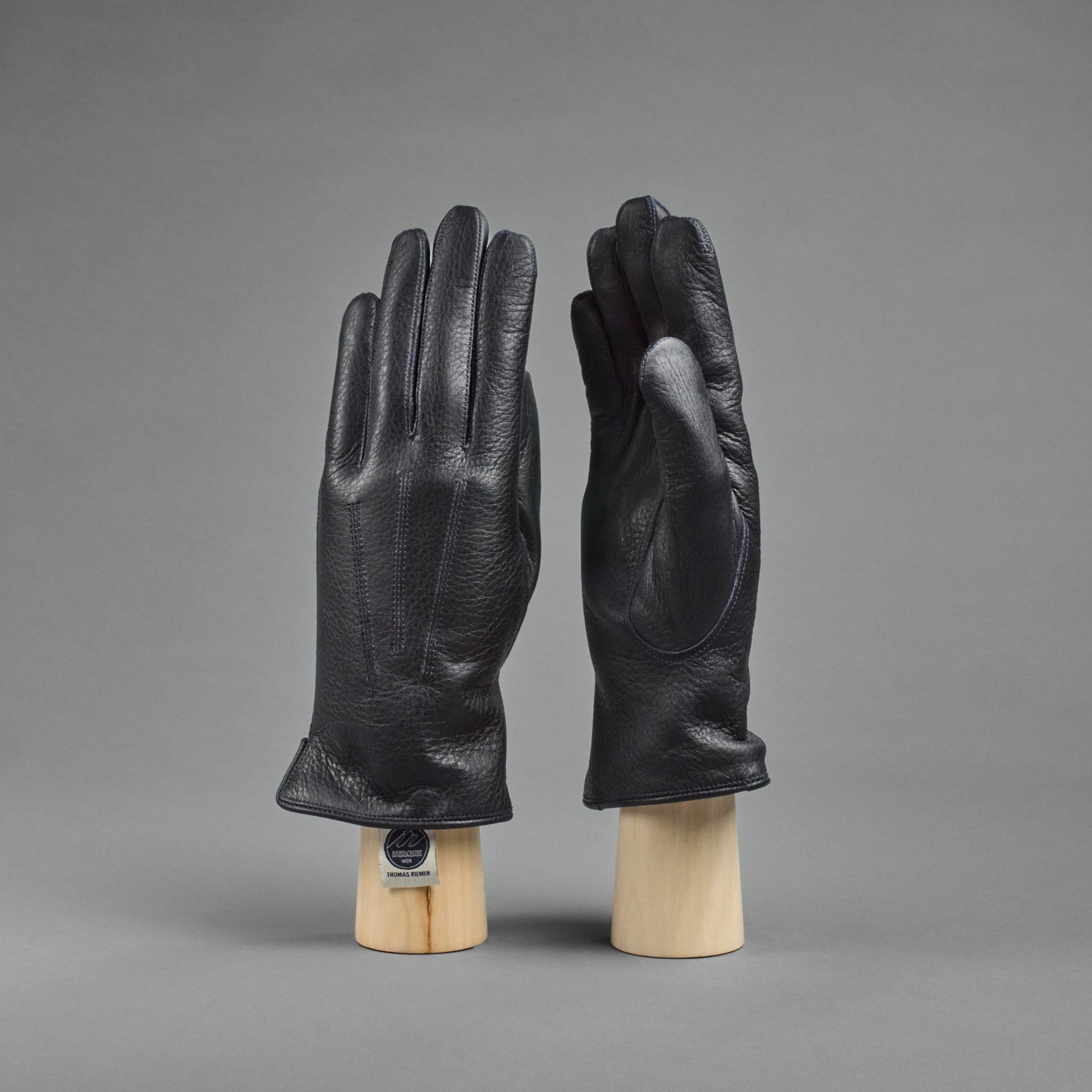 Gentlemen's Gloves from Dark Blue Deerskin lined with Cashmere