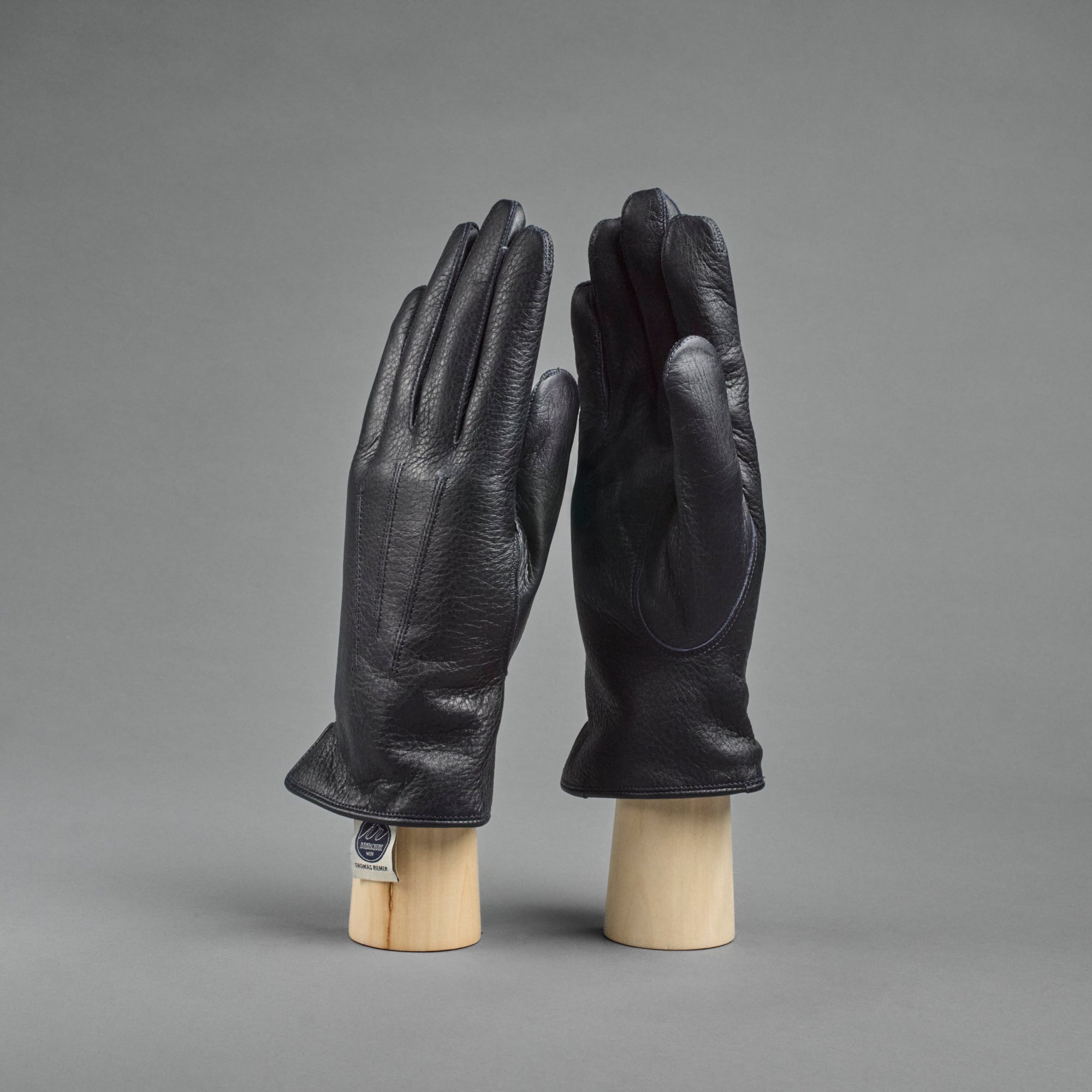 Gentlemen's Gloves from Dark Blue Deerskin lined with Cashmere
