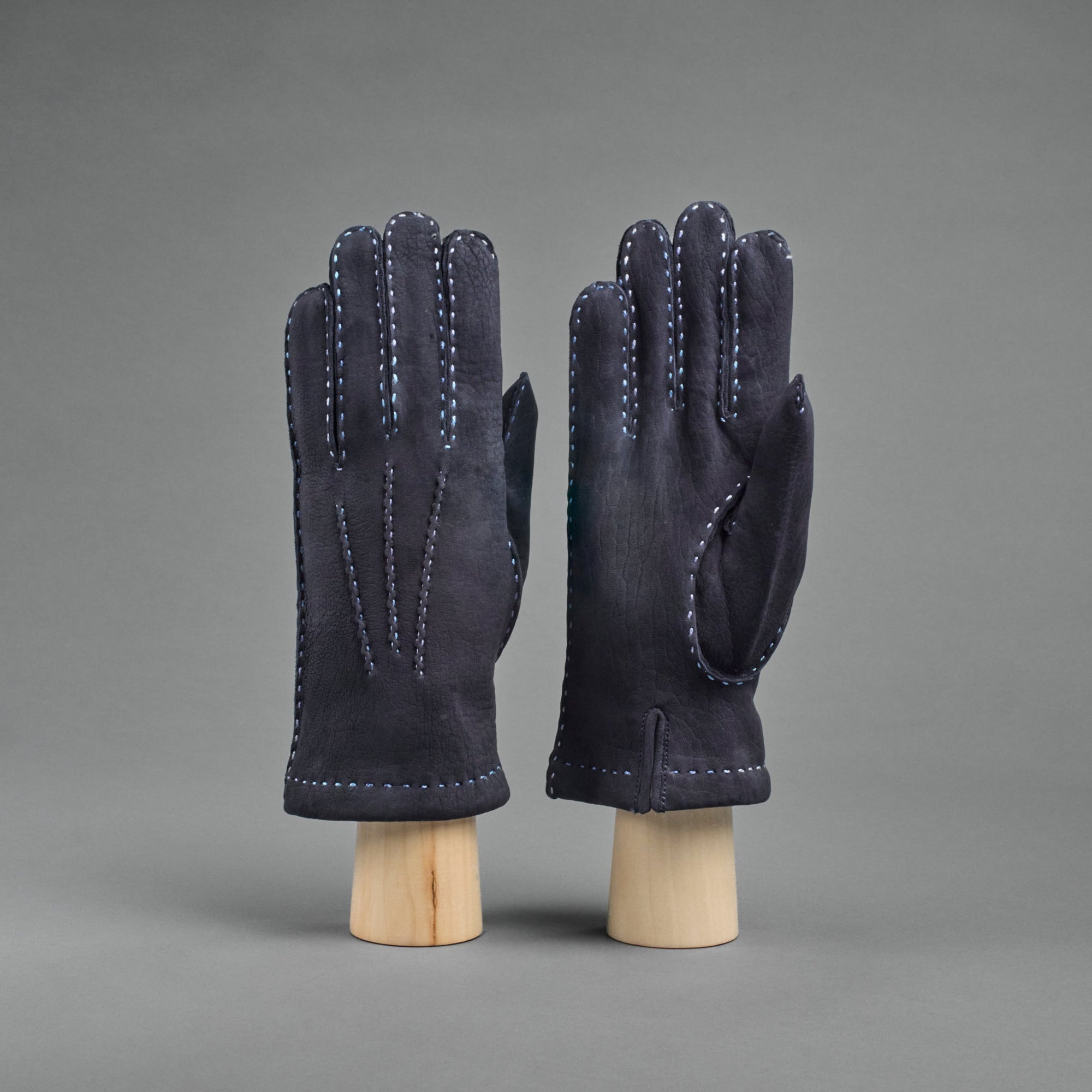 Herrenhandschuhe aus dunkelblauem Kalbsleder mit Kaschmirfutter