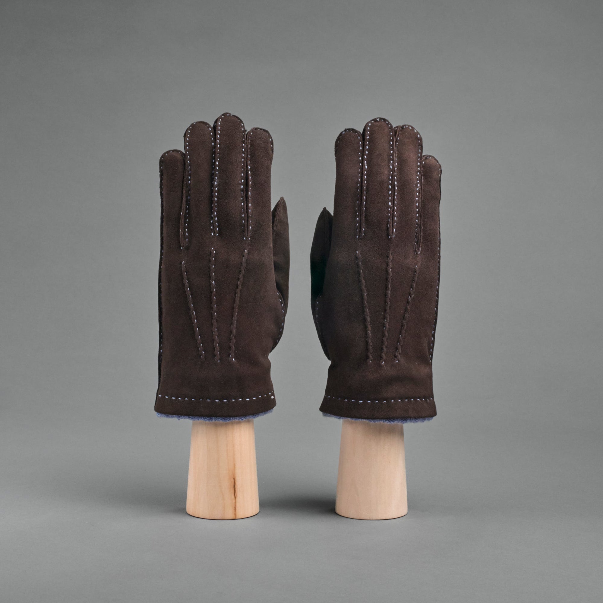 Gentlemen's Gloves from Brown Hair Sheep Suede lined with Cashmere