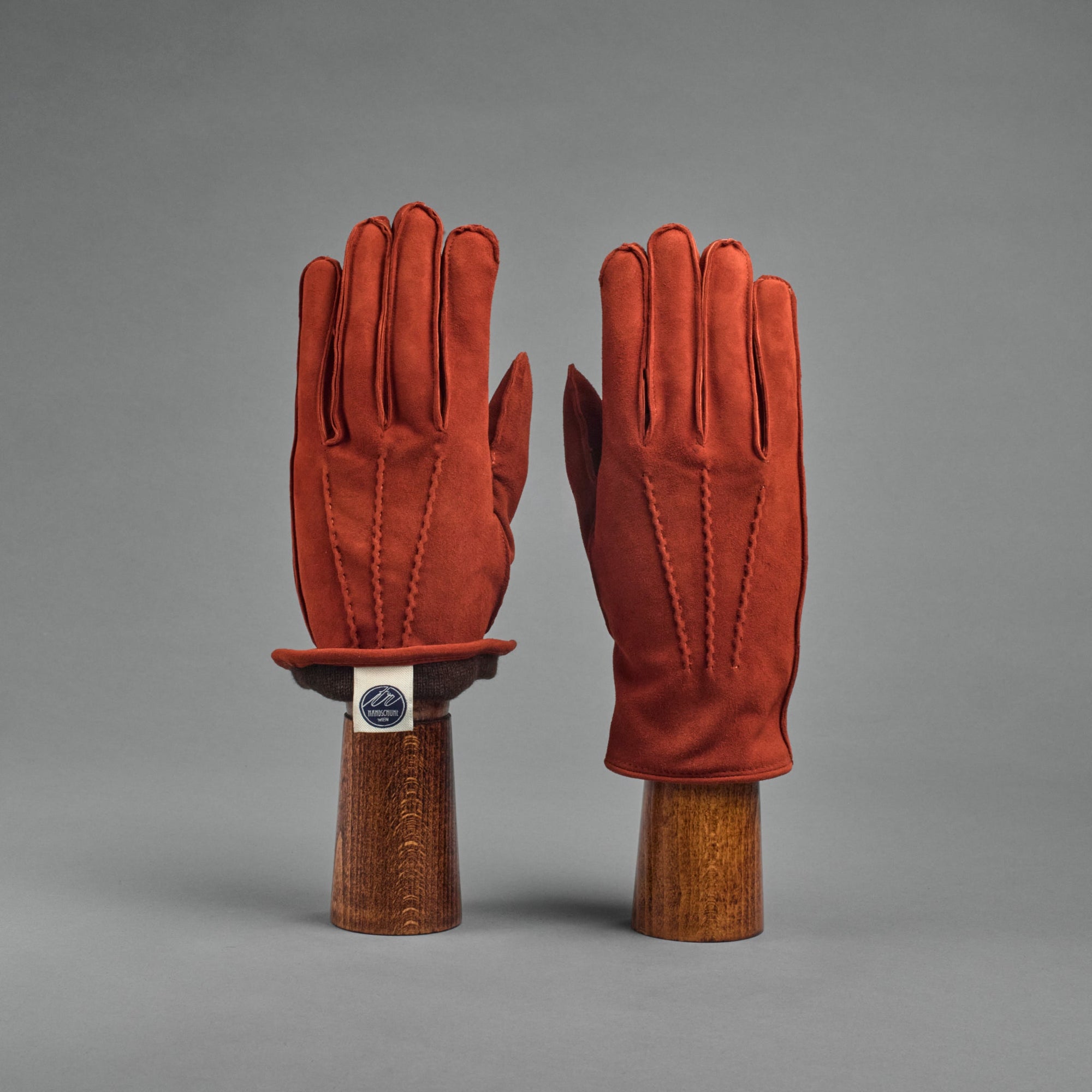Gentlemen's Gloves from Orange Goatskin lined with beige Cashmere