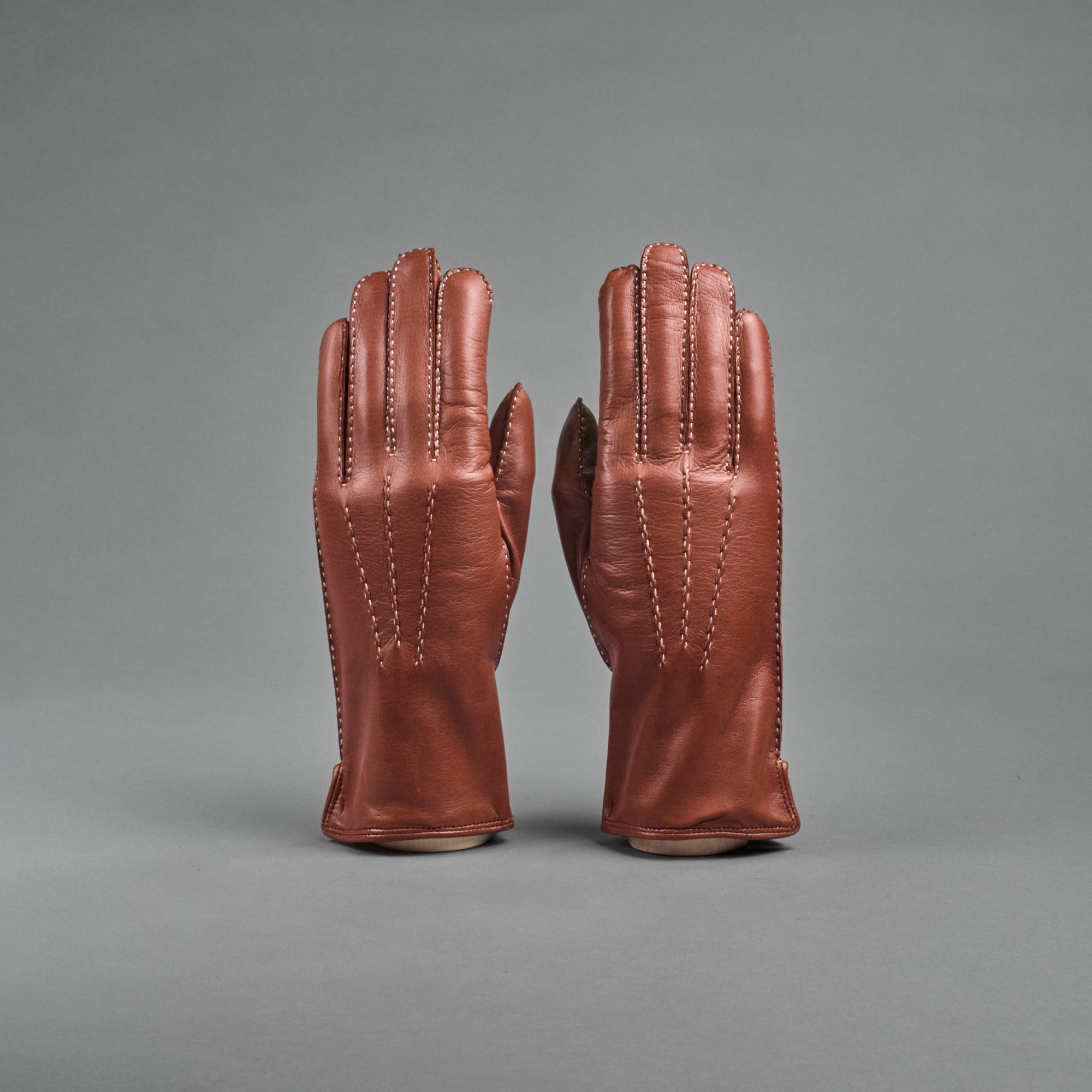 Ladies Gloves from Cognac Brown Hair Sheep Nappa lined with Cashmere