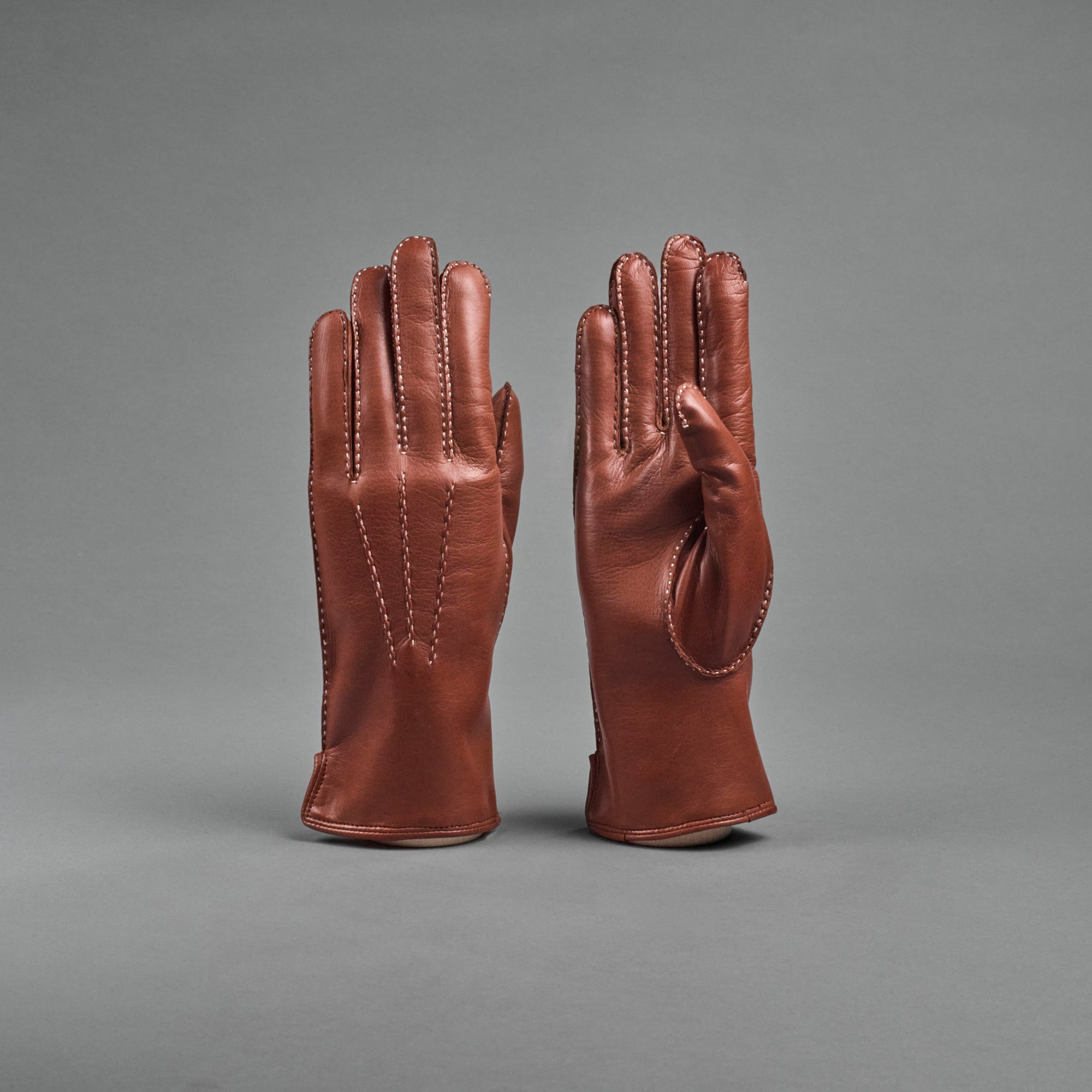 Ladies Gloves from Cognac Brown Hair Sheep Nappa lined with Cashmere
