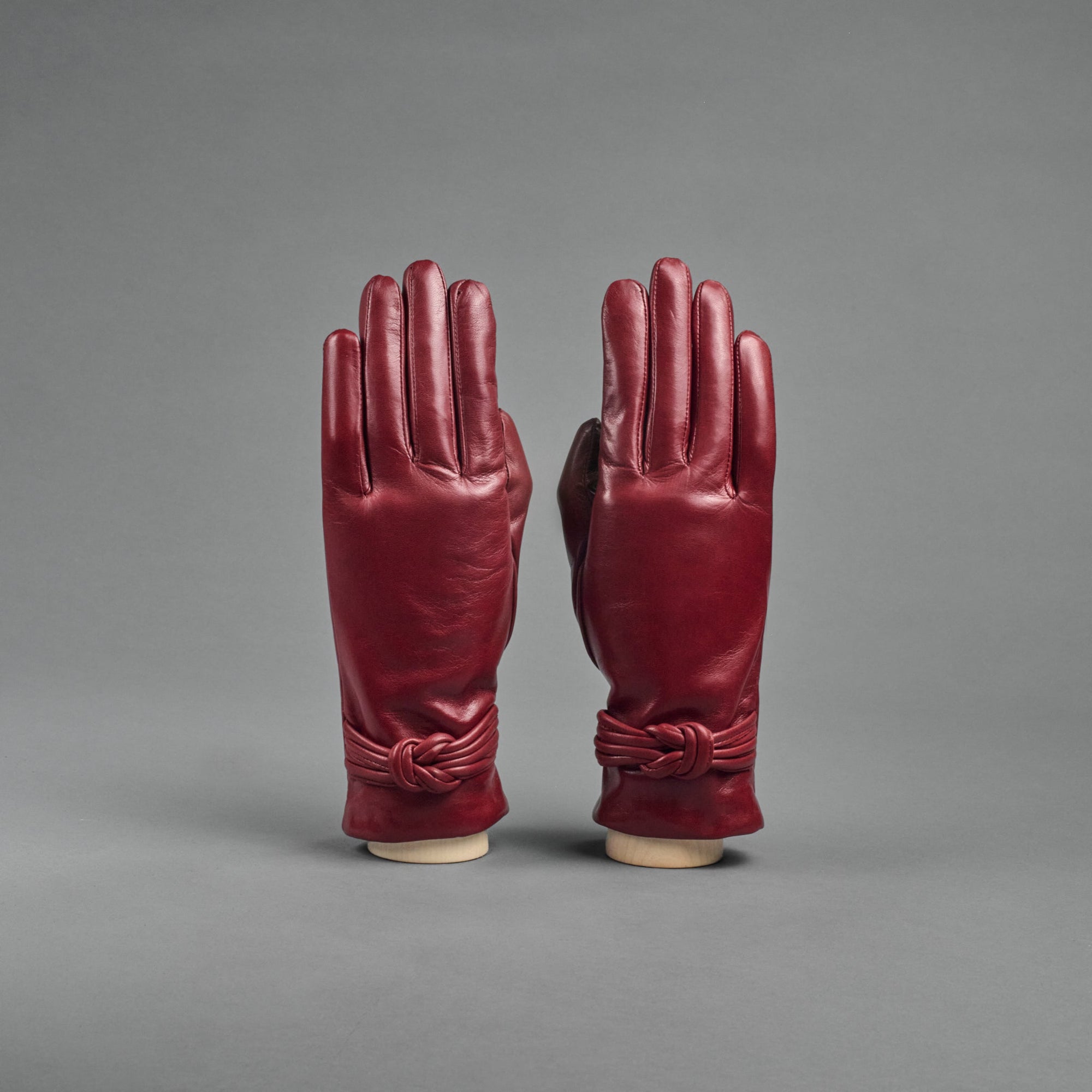 Damenhandschuhe aus Bordeaux-Haarschafnappa mit Kaschmirfutter