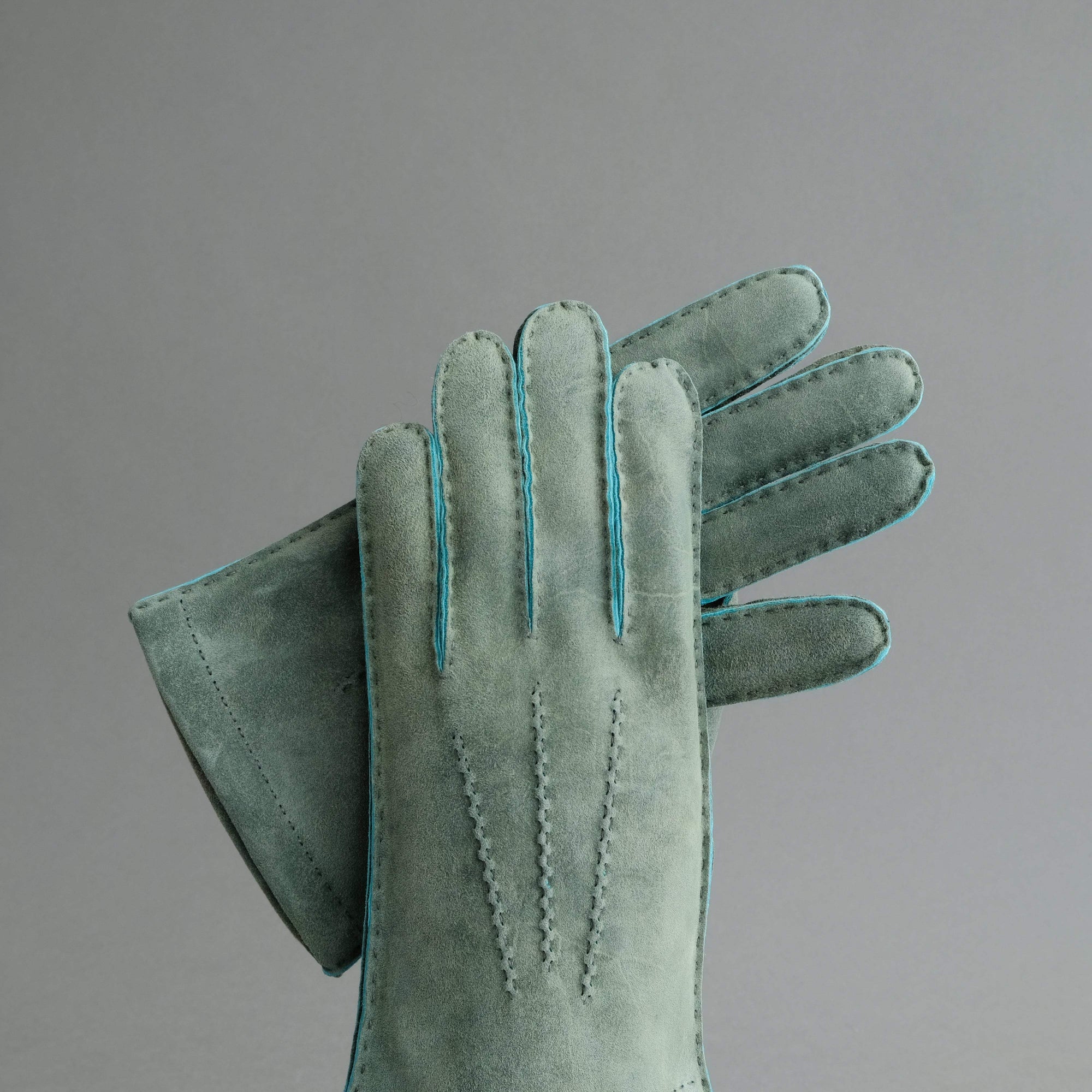 Gentlemen&#39;s Gloves from Green Goatskin Lined with Cashmere - TR Handschuhe Wien - Thomas Riemer Handmade Gloves