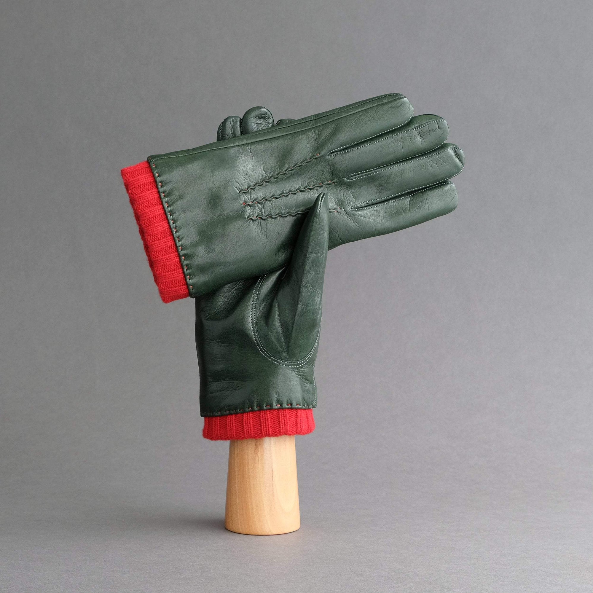 Gentlemen's Gloves from Green Loden Hair Sheep Nappa Lined With Cashmere - TR Handschuhe Wien - Thomas Riemer Handmade Gloves