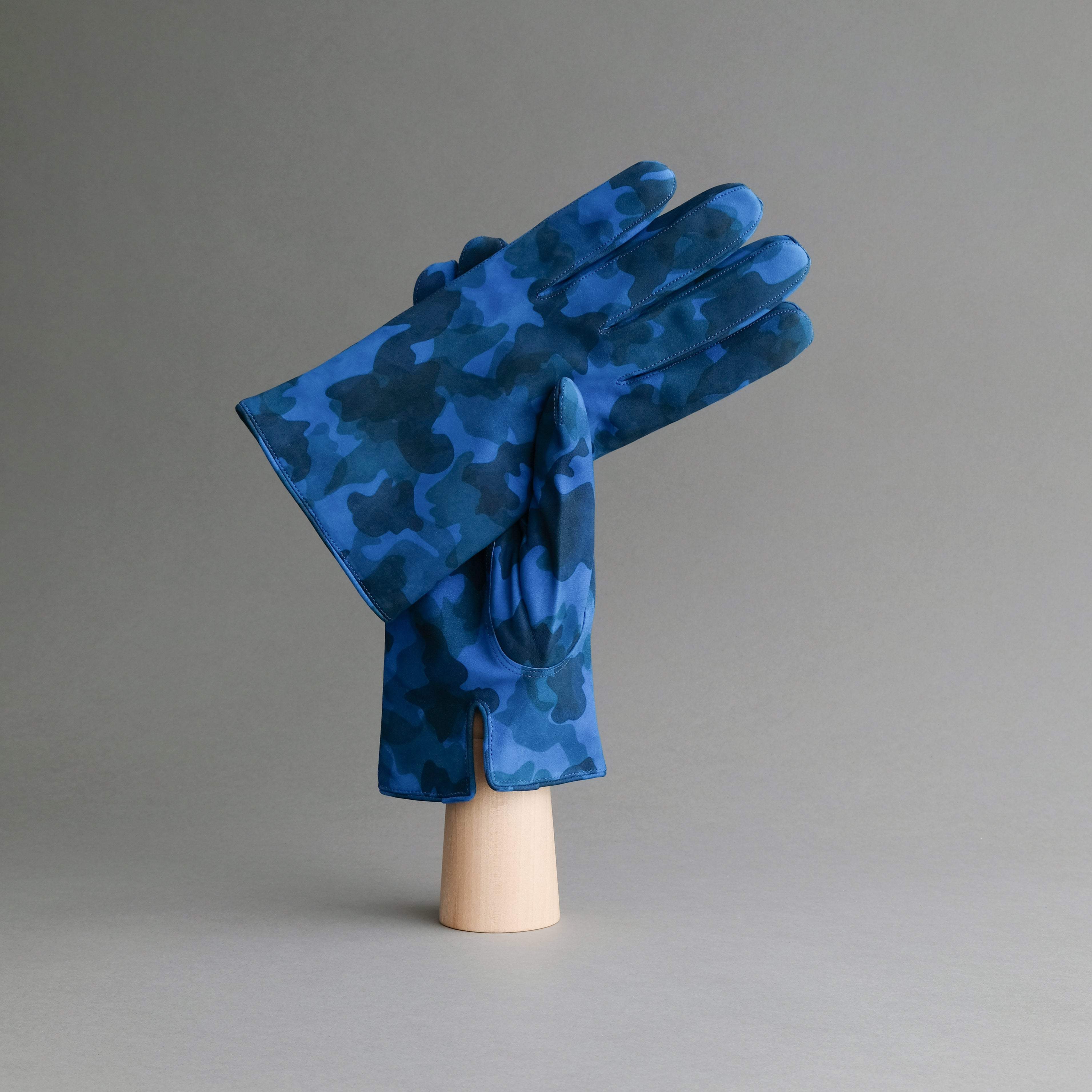 Gentlemen's Gloves from Military Blue Goatskin Lined with Cashmere - TR Handschuhe Wien - Thomas Riemer Handmade Gloves