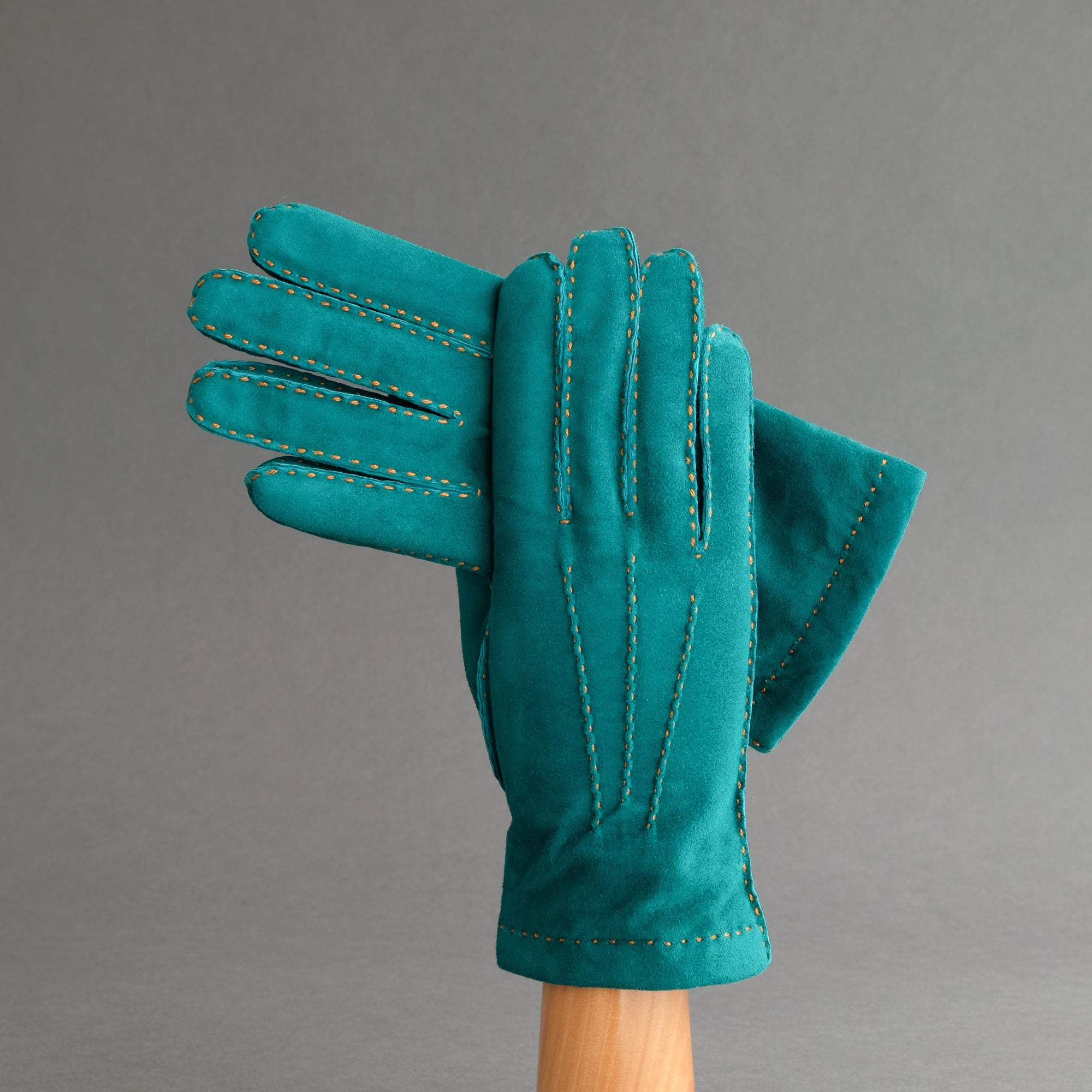 Gentlemen&#39;s Gloves from Petrol Reindeer Lined with Cashmere - TR Handschuhe Wien - Thomas Riemer Handmade Gloves