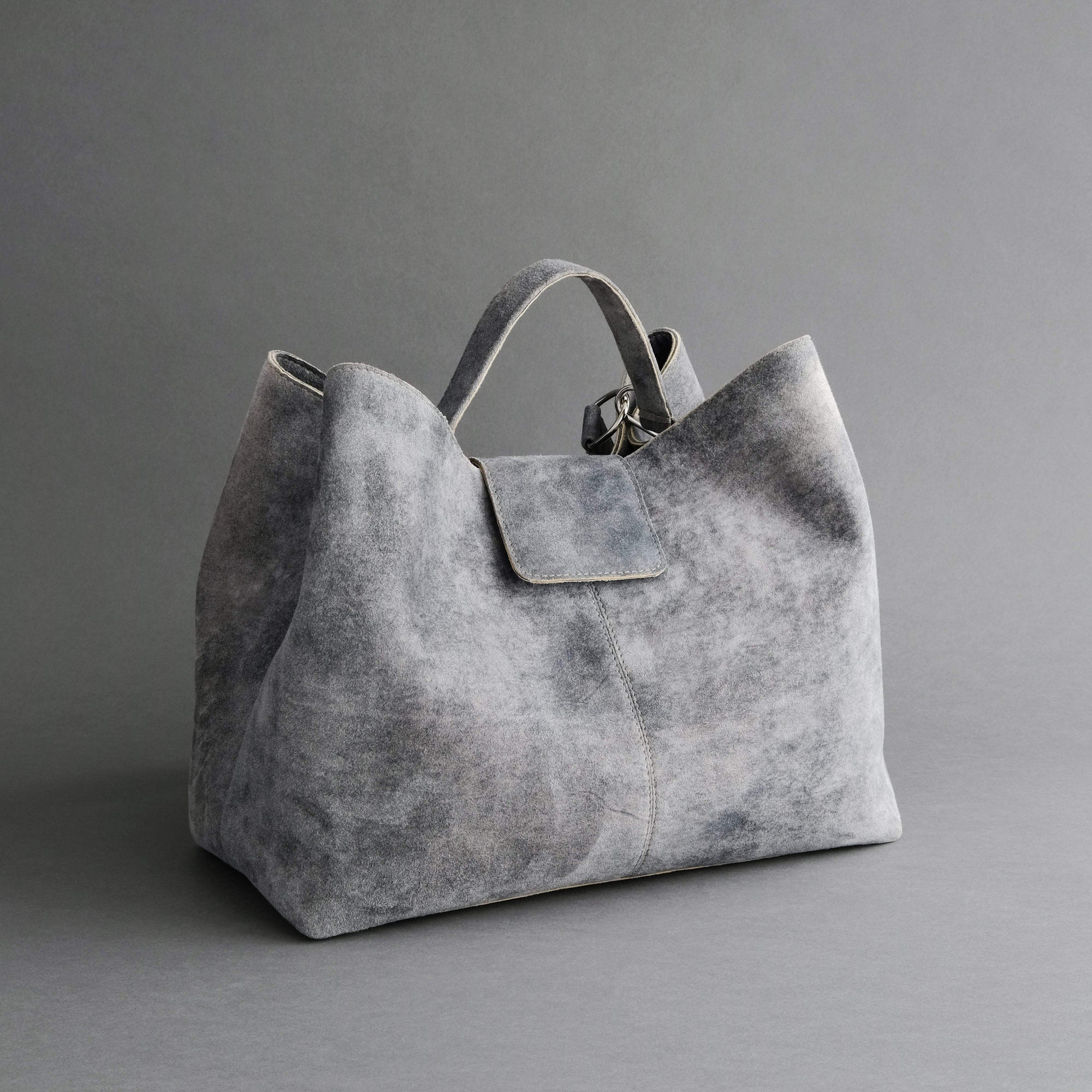 Ladies Bag From Light Grey-Blue Goatskin Suede - TR Handschuhe Wien - Thomas Riemer Handmade Gloves