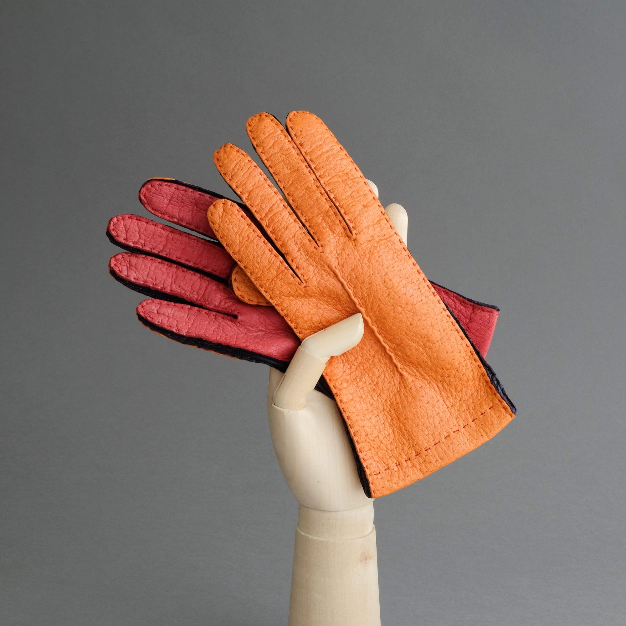 Ladies Gloves from Orange, Red and Purple Peccary - TR Handschuhe Wien - Thomas Riemer Handmade Gloves