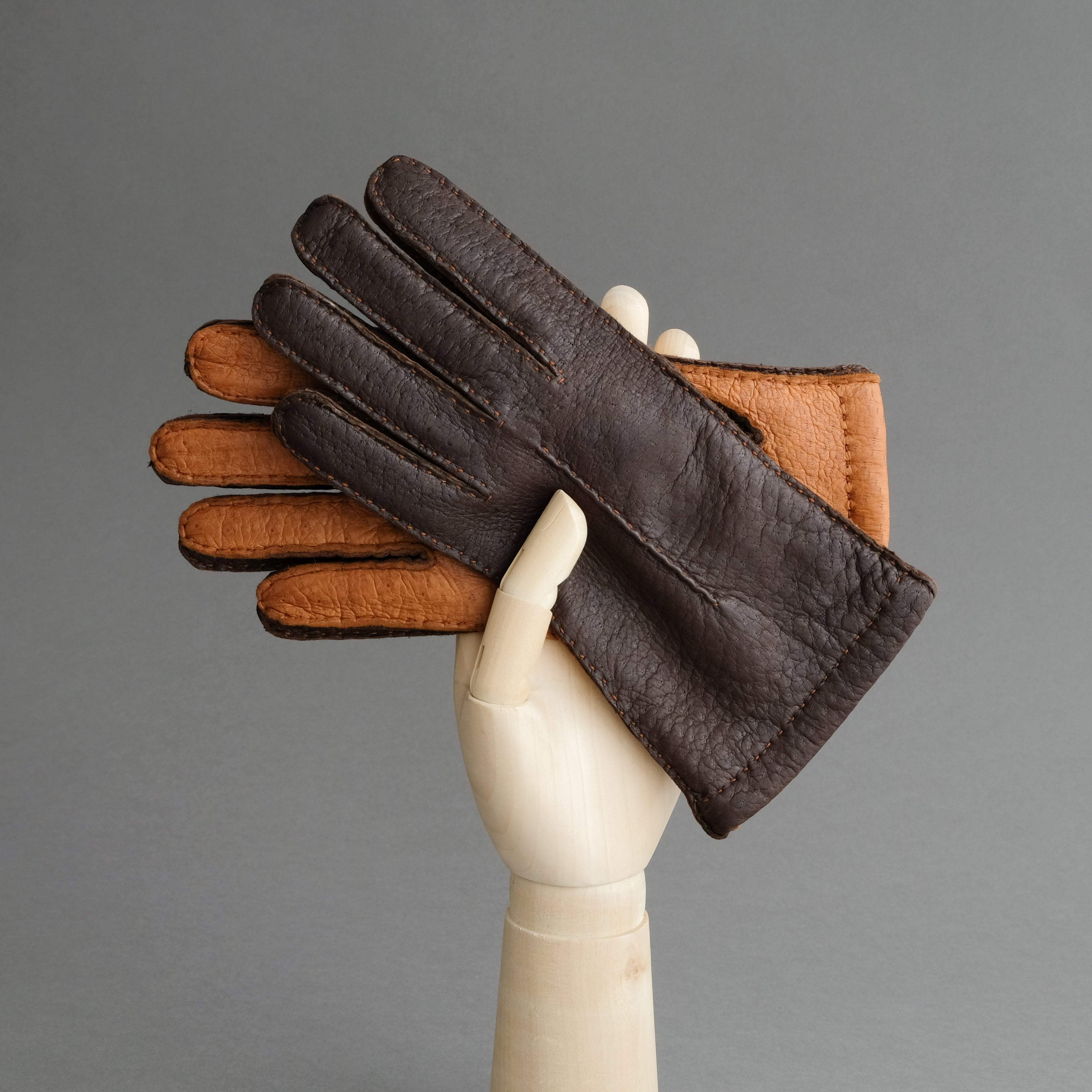 Ladies Peccary Handschuhe in Cognac Wien - Dunkelbraun Riemer Gloves Handschuhe Handmade Thomas und TR –