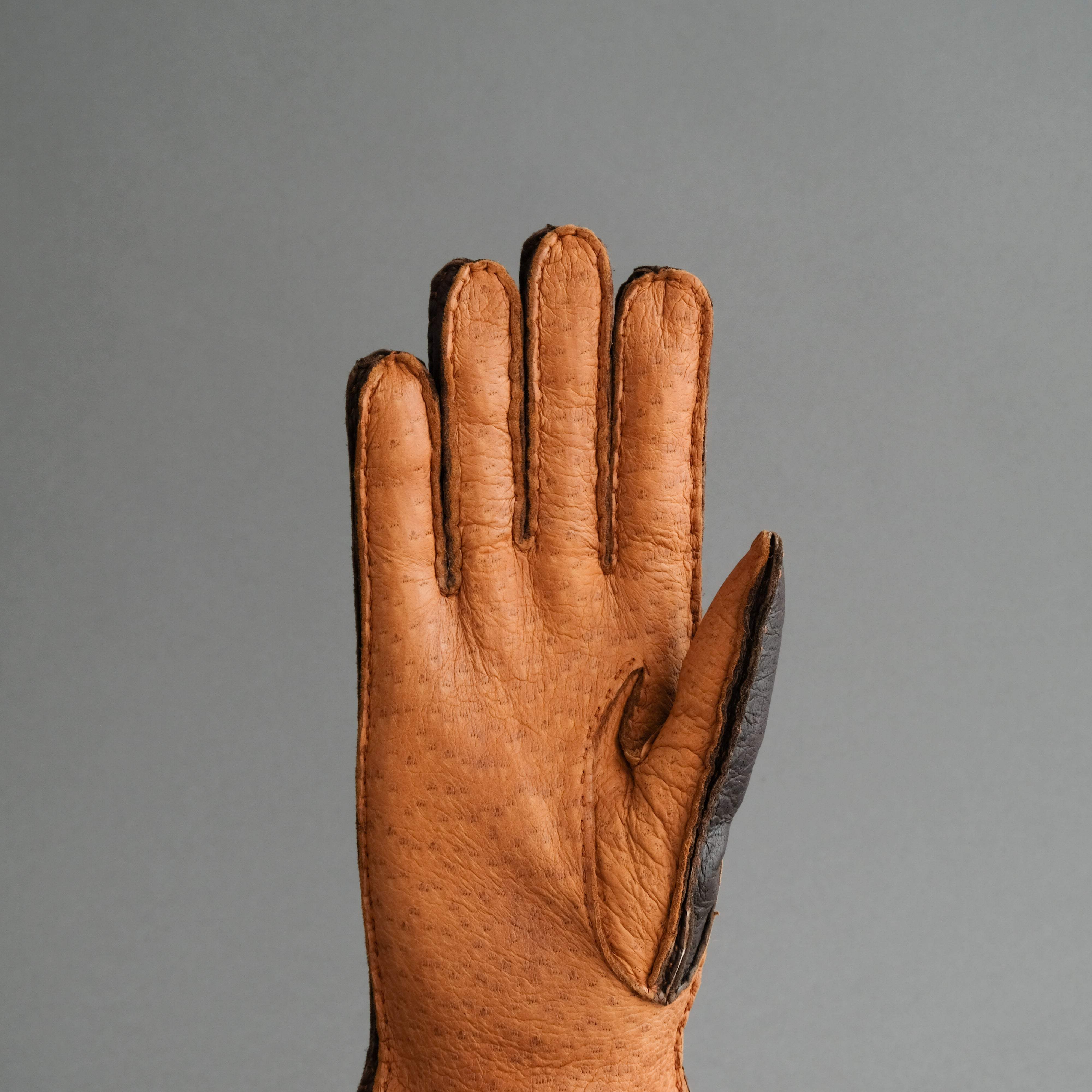 Ladies Peccary Handschuhe in Dunkelbraun und Cognac – TR Handschuhe Wien