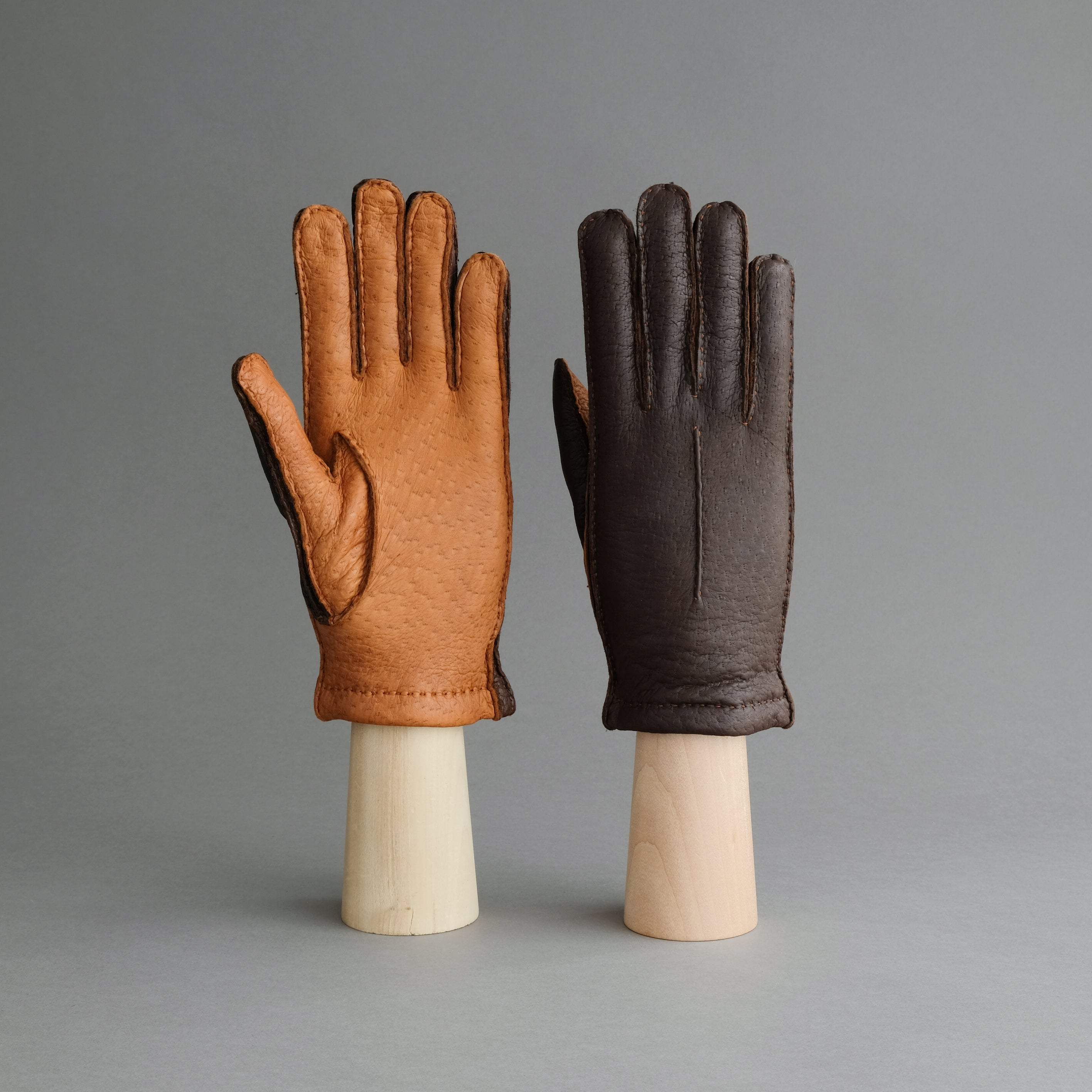 Ladies Peccary Handschuhe in Dunkelbraun und Wien - – Riemer Thomas TR Handschuhe Gloves Cognac Handmade