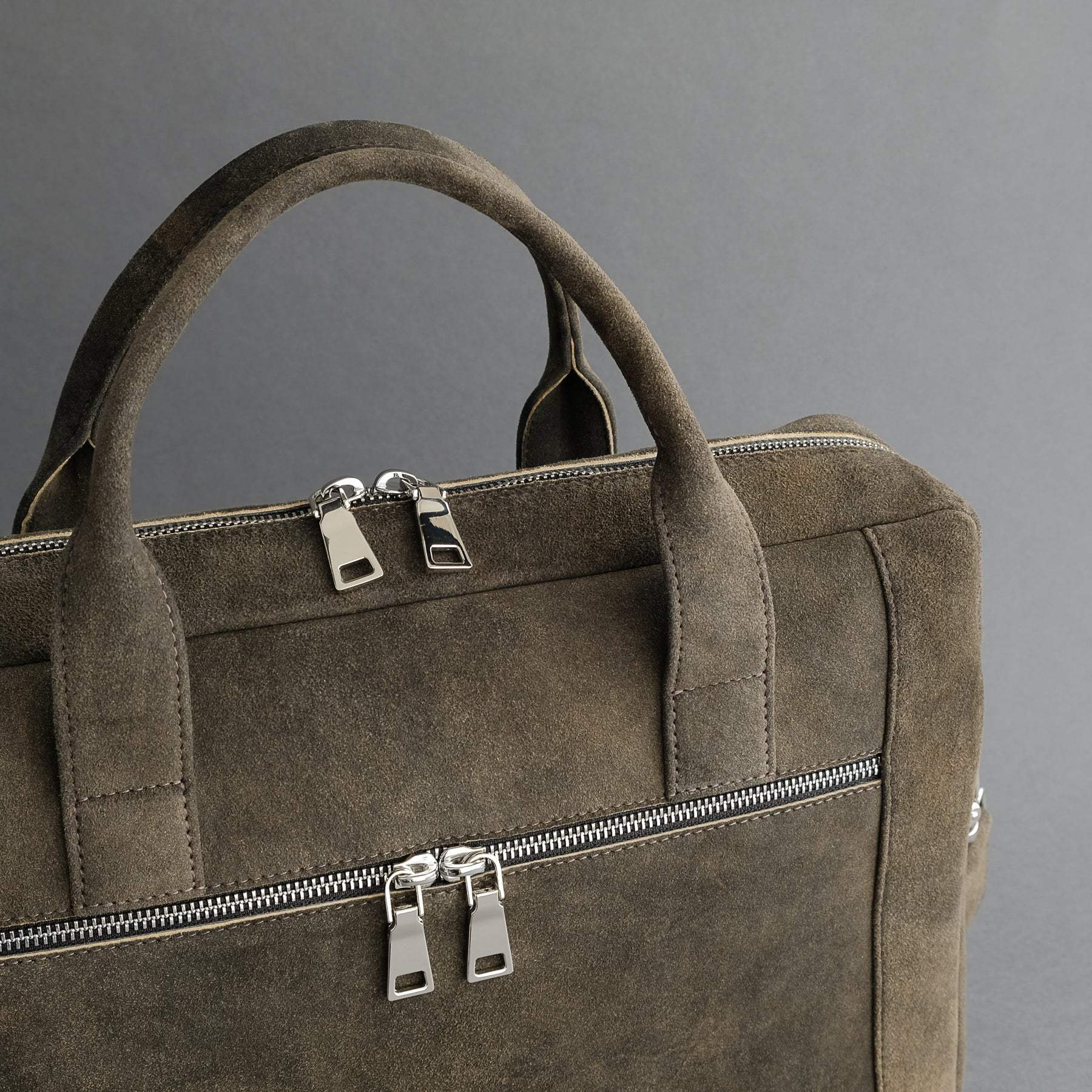 Laptop Carrying Bag Made From Walnut Goatskin Suede - TR Handschuhe Wien - Thomas Riemer Handmade Gloves