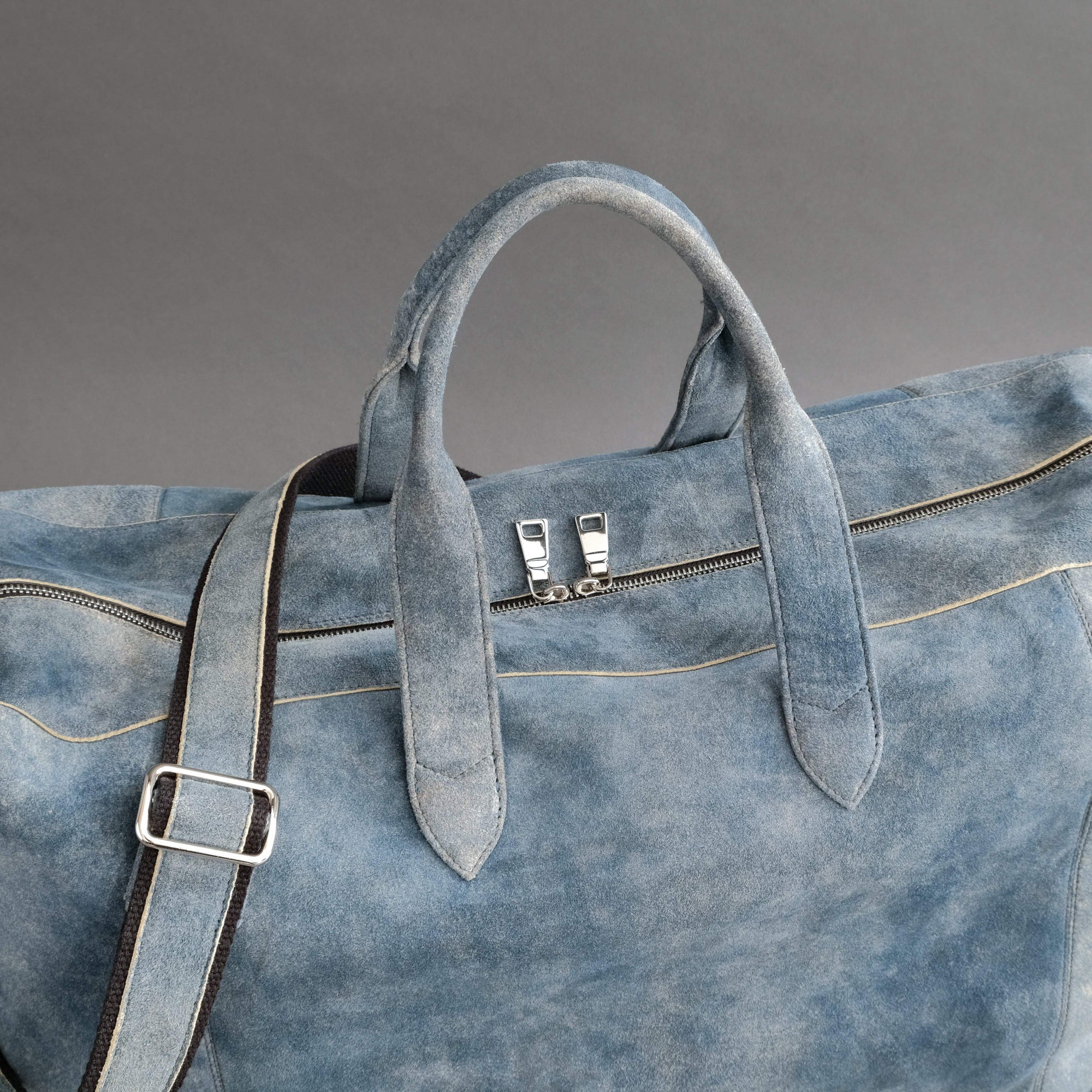 Large Weekender From Jeans Blue Goatskin Suede - TR Handschuhe Wien - Thomas Riemer Handmade Gloves