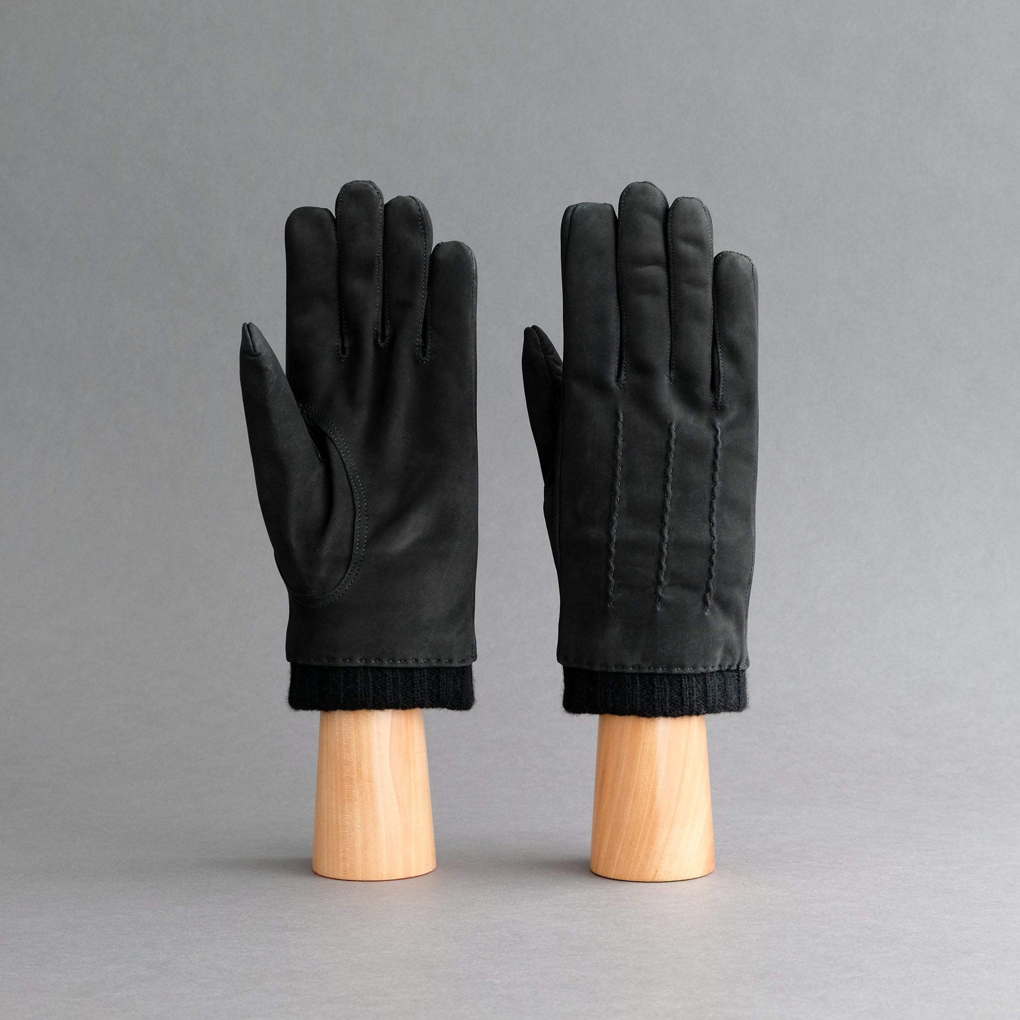 Gentlemen's Gloves from Black Goatskin Nubuck with Cashmere Lining - TR Handschuhe Wien - Thomas Riemer Handmade Gloves