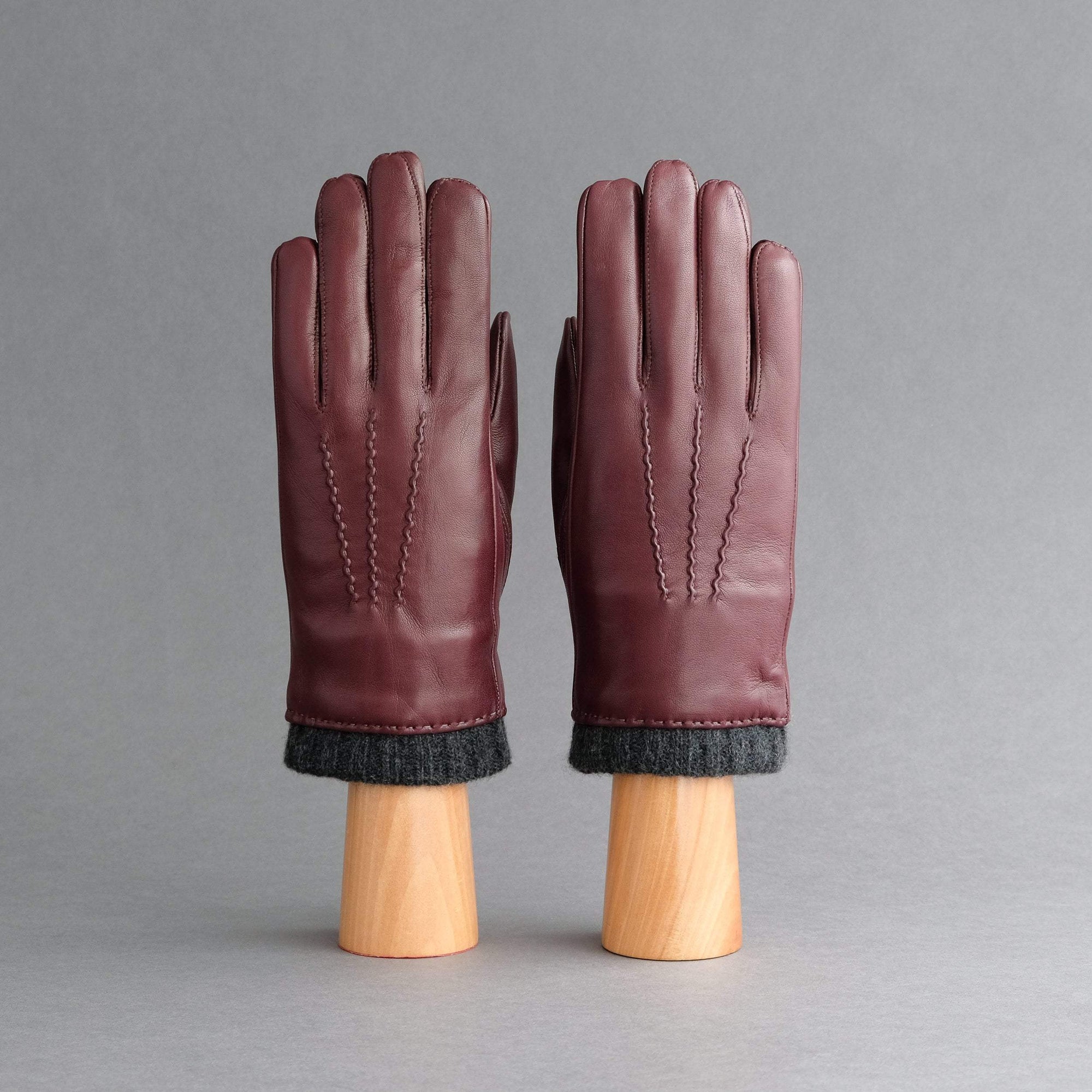 Gentlemen&#39;s Gloves from Bordeaux Hair Sheep Nappa Lined With Cashmere - TR Handschuhe Wien - Thomas Riemer Handmade Gloves