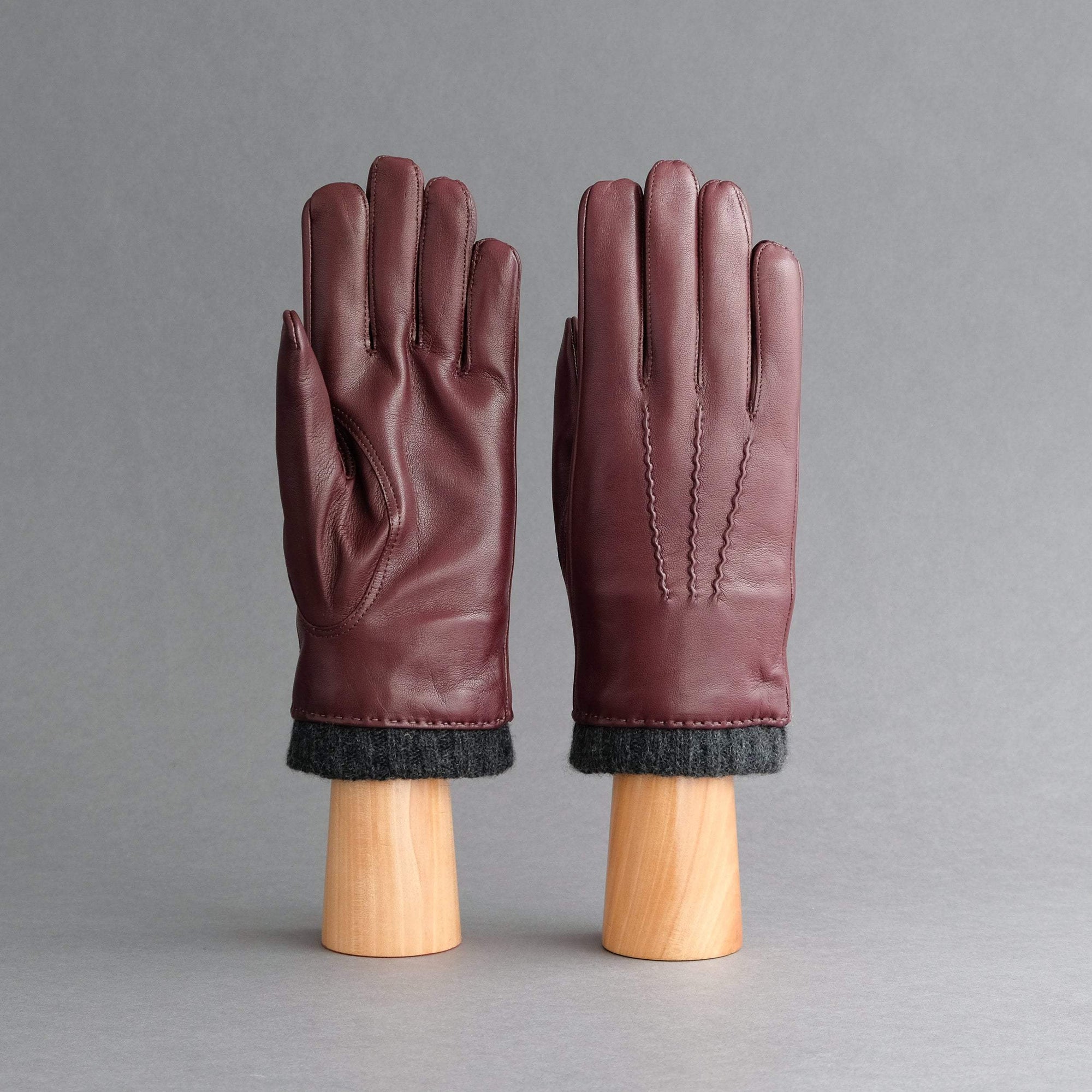 Gentlemen&#39;s Gloves from Bordeaux Hair Sheep Nappa Lined With Cashmere - TR Handschuhe Wien - Thomas Riemer Handmade Gloves