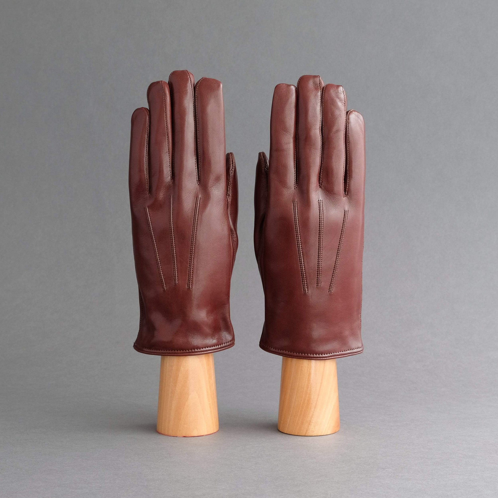 Gentlemen's Gloves from Brown/Tan Hair Sheep Nappa Lined with Green Cashmere - TR Handschuhe Wien - Thomas Riemer Handmade Gloves