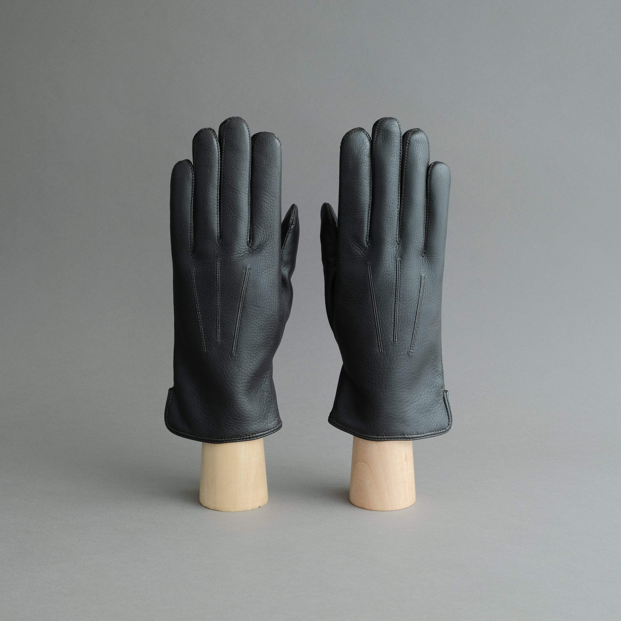 Gentlemen's Gloves from Dark Brown Deerskin Lined with Cashmere - TR Handschuhe Wien - Thomas Riemer Handmade Gloves