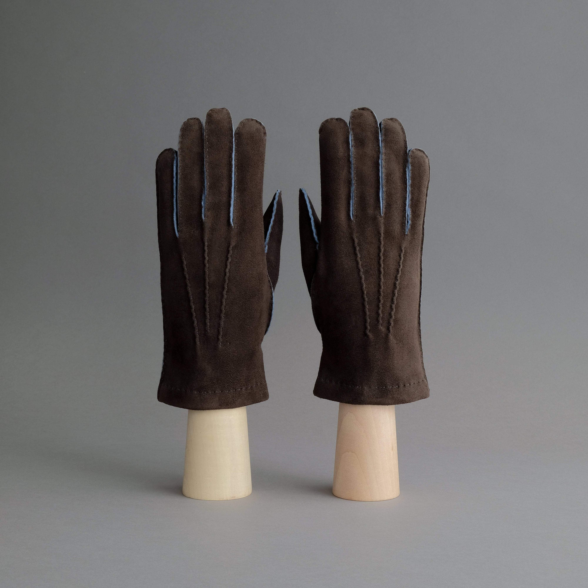 Gentlemen&#39;s Gloves from Dark Brown Goatskin Lined with Cashmere - TR Handschuhe Wien - Thomas Riemer Handmade Gloves
