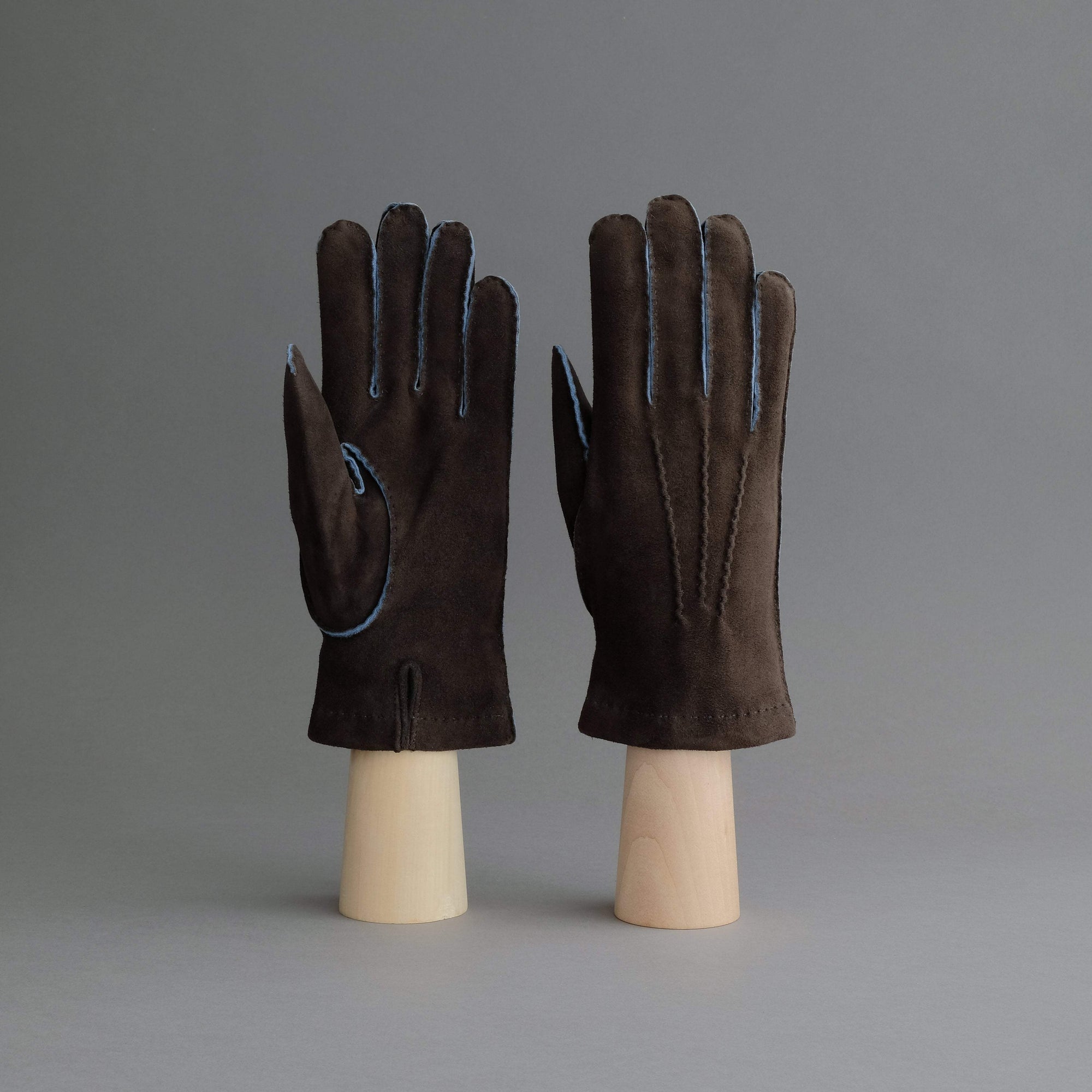 Gentlemen's Gloves from Dark Brown Goatskin Lined with Cashmere - TR Handschuhe Wien - Thomas Riemer Handmade Gloves