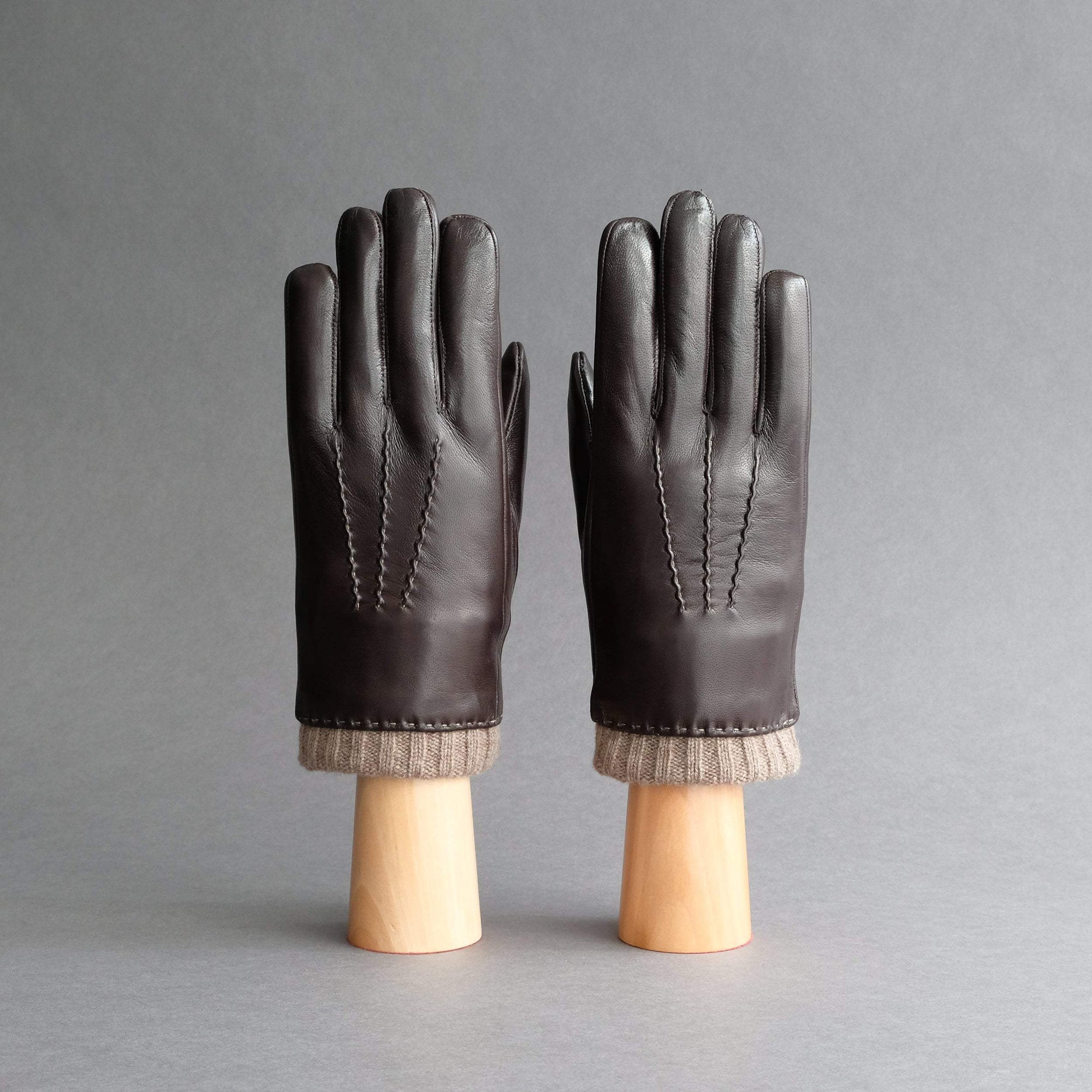 Gentlemen's Gloves from Dark Brown Hair Sheep Nappa Lined With Cashmere - TR Handschuhe Wien - Thomas Riemer Handmade Gloves