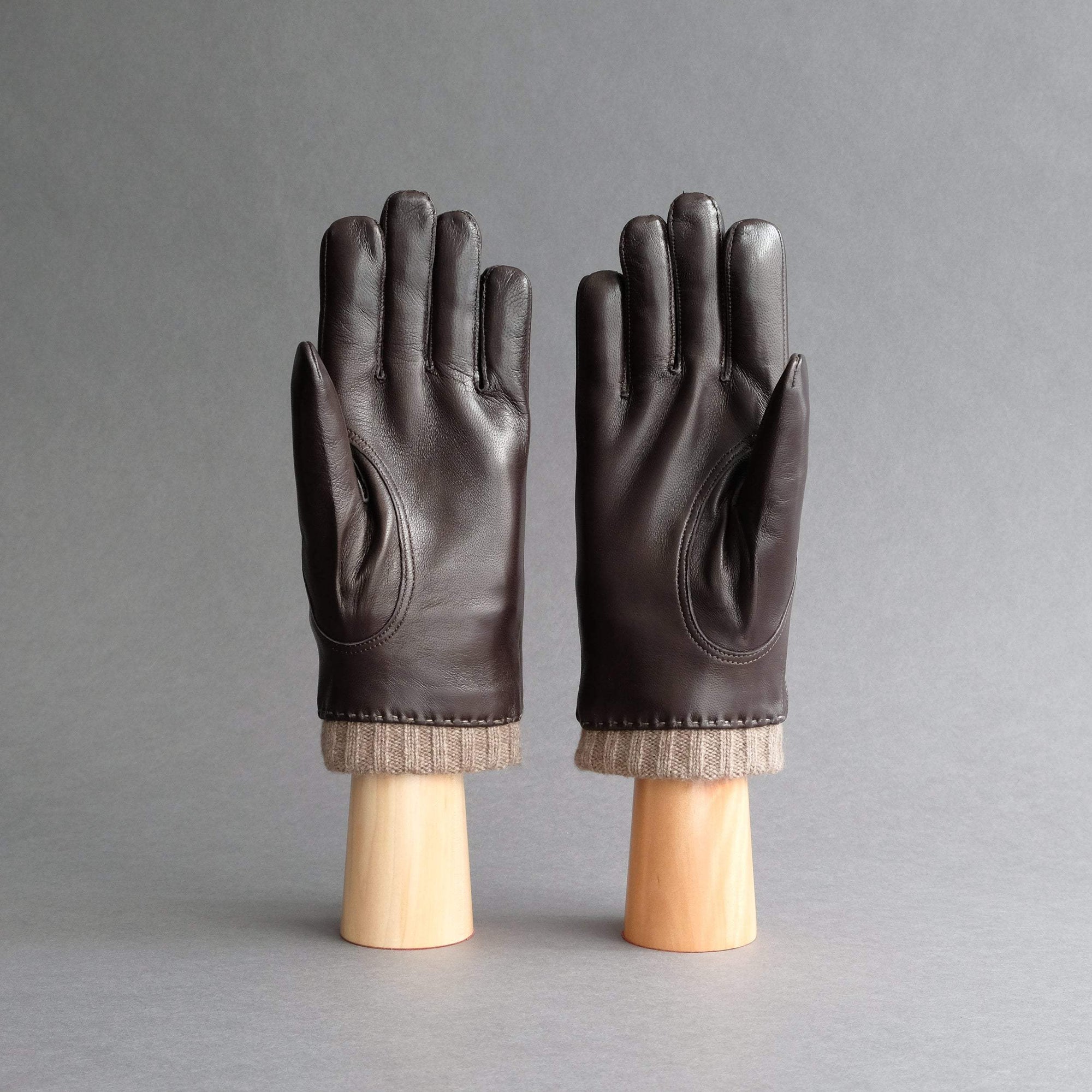 Gentlemen's Gloves from Dark Brown Hair Sheep Nappa Lined With Cashmere - TR Handschuhe Wien - Thomas Riemer Handmade Gloves