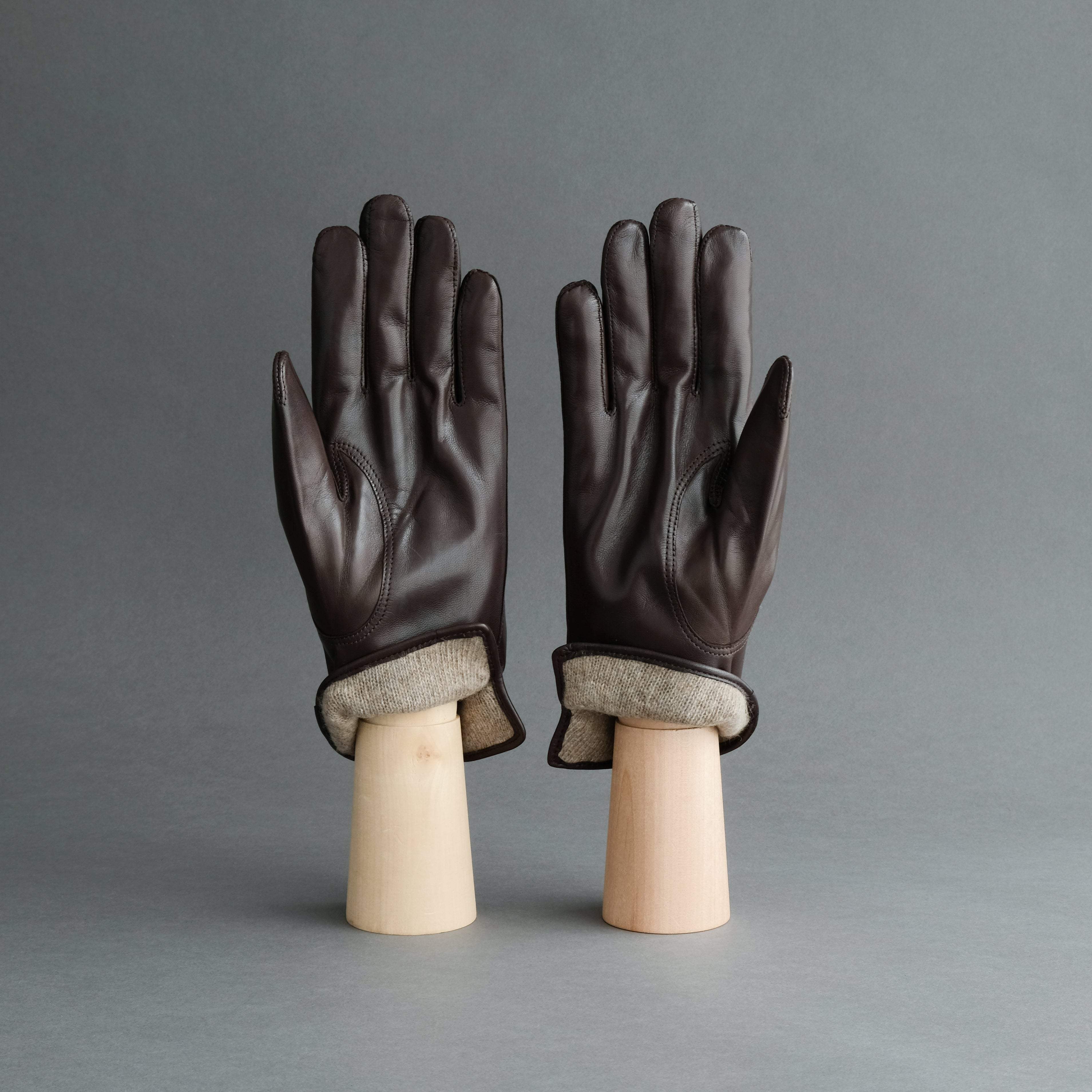 Gentlemen&#39;s Gloves from Dark Brown Hair Sheep Nappa Lined with Cashmere - TR Handschuhe Wien - Thomas Riemer Handmade Gloves