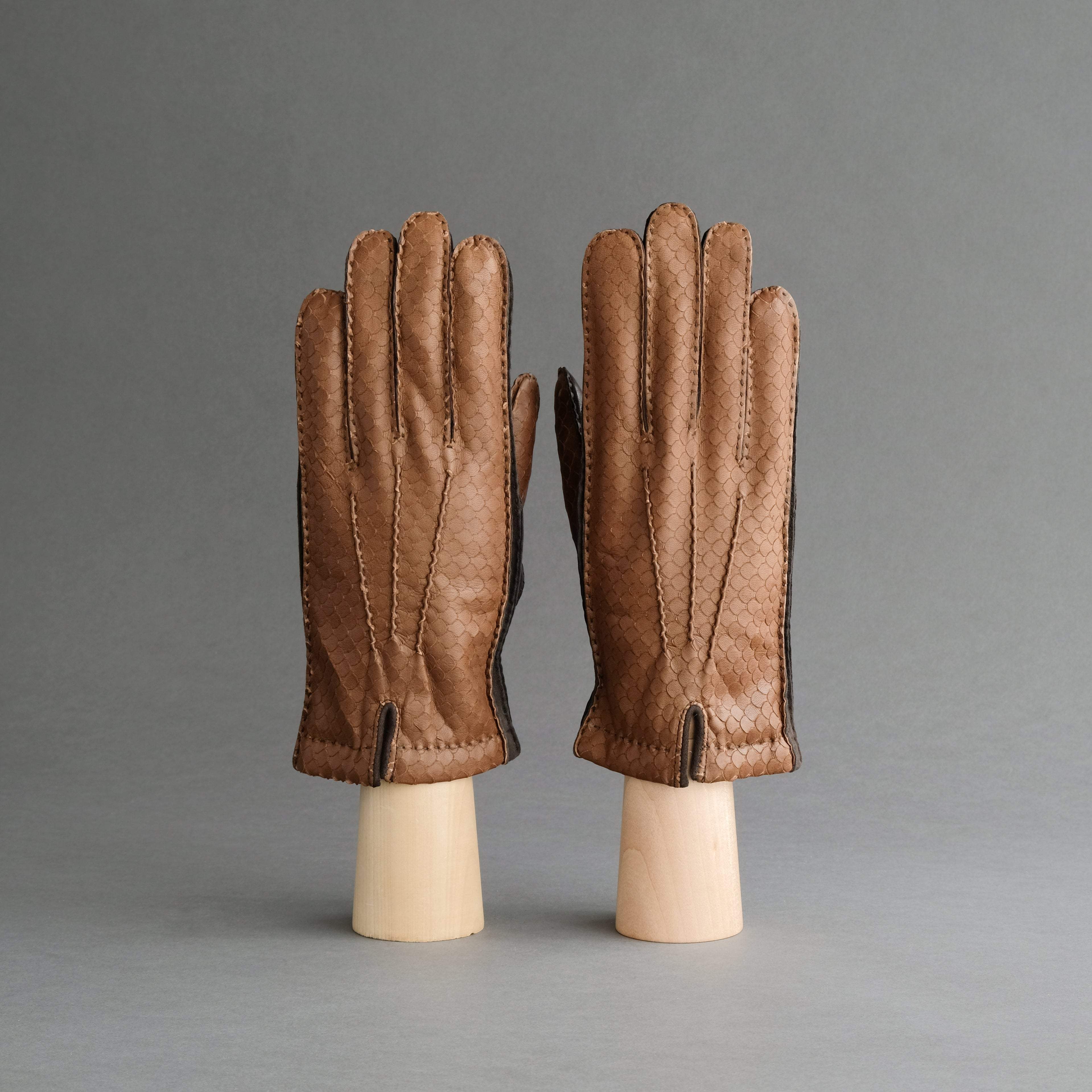 Gentlemen's Gloves from Dark Brown/Cognac Hair Sheep Nappa Lined with Cashmere - TR Handschuhe Wien - Thomas Riemer Handmade Gloves
