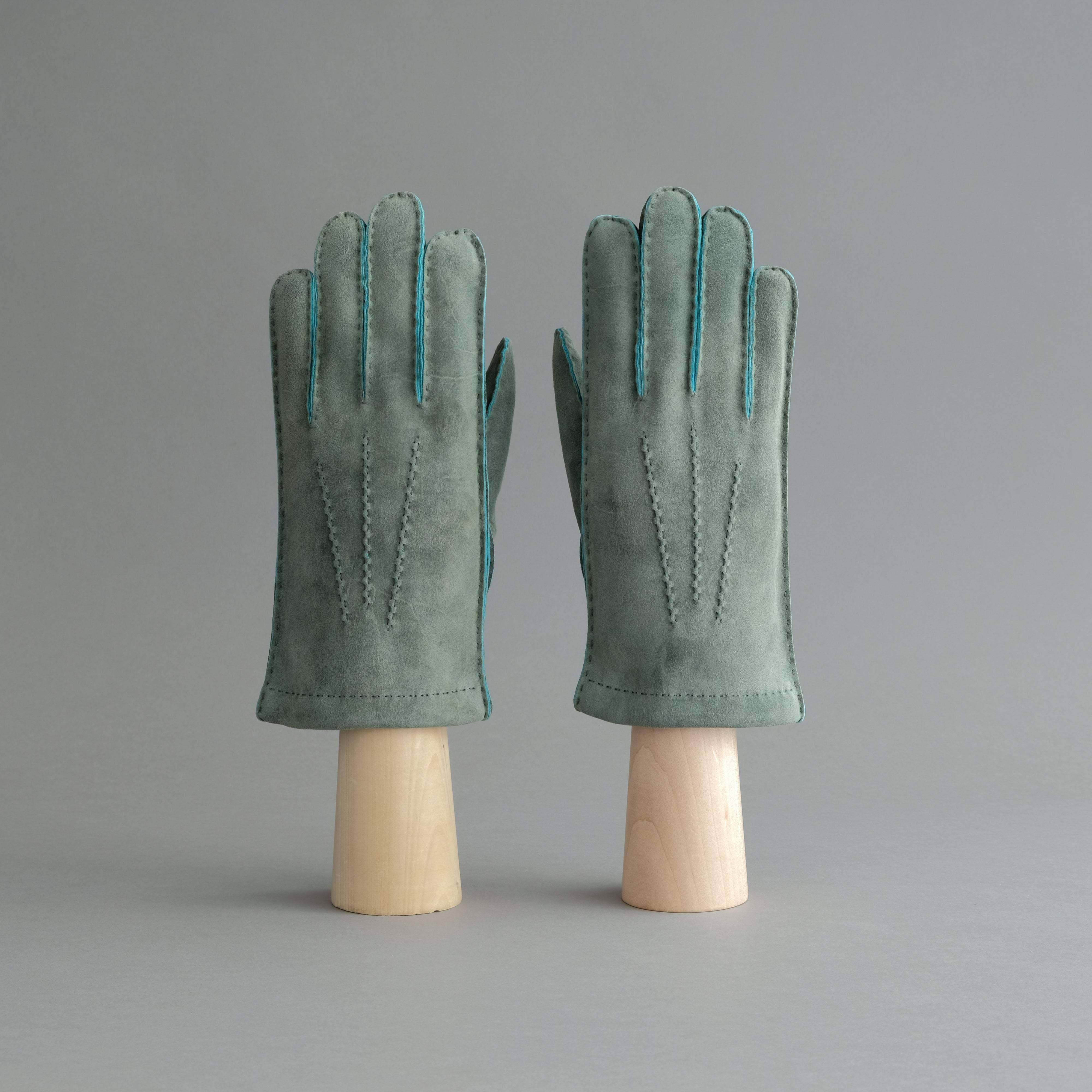 Gentlemen&#39;s Gloves from Green Goatskin Lined with Cashmere - TR Handschuhe Wien - Thomas Riemer Handmade Gloves