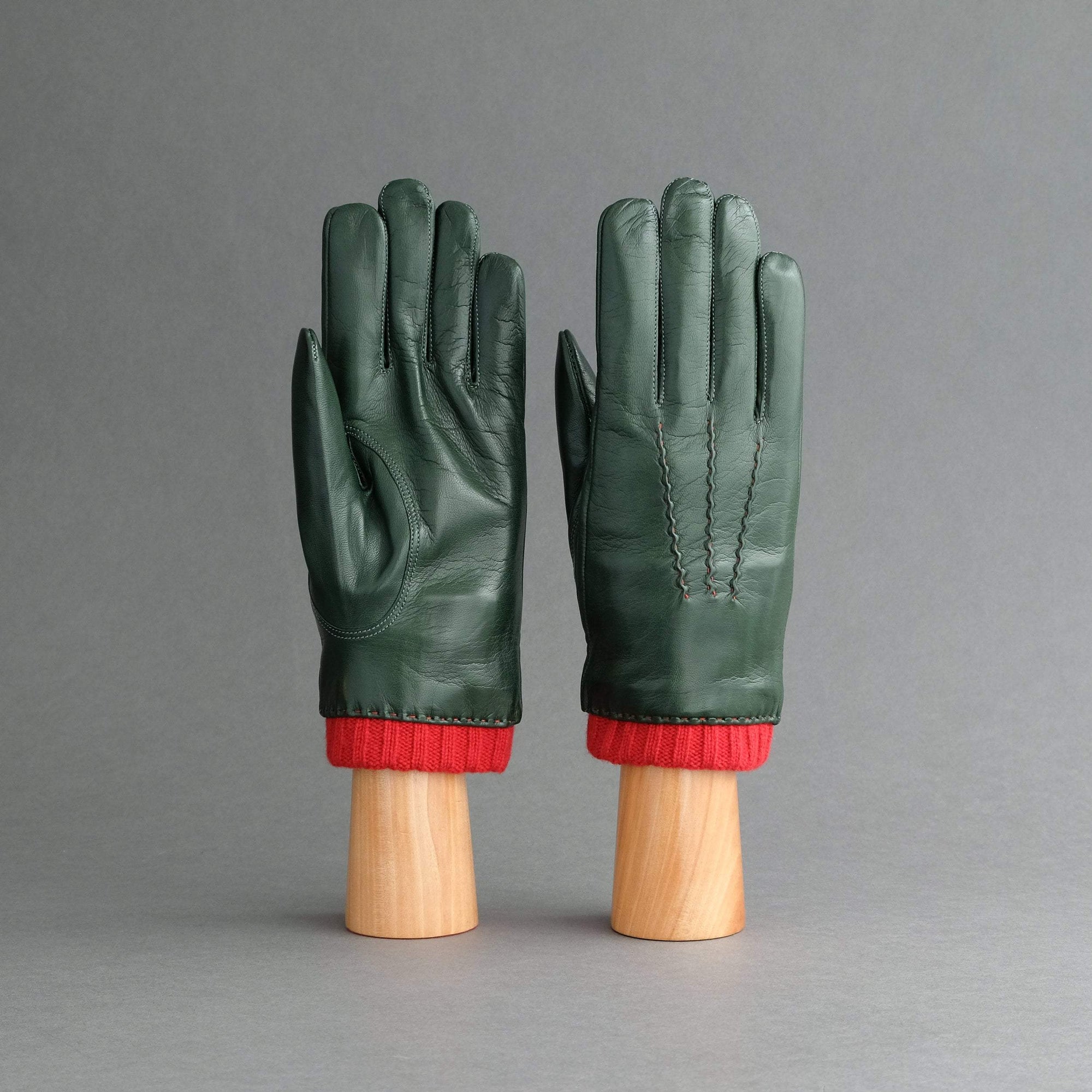 Gentlemen&#39;s Gloves from Green Loden Hair Sheep Nappa Lined With Cashmere - TR Handschuhe Wien - Thomas Riemer Handmade Gloves