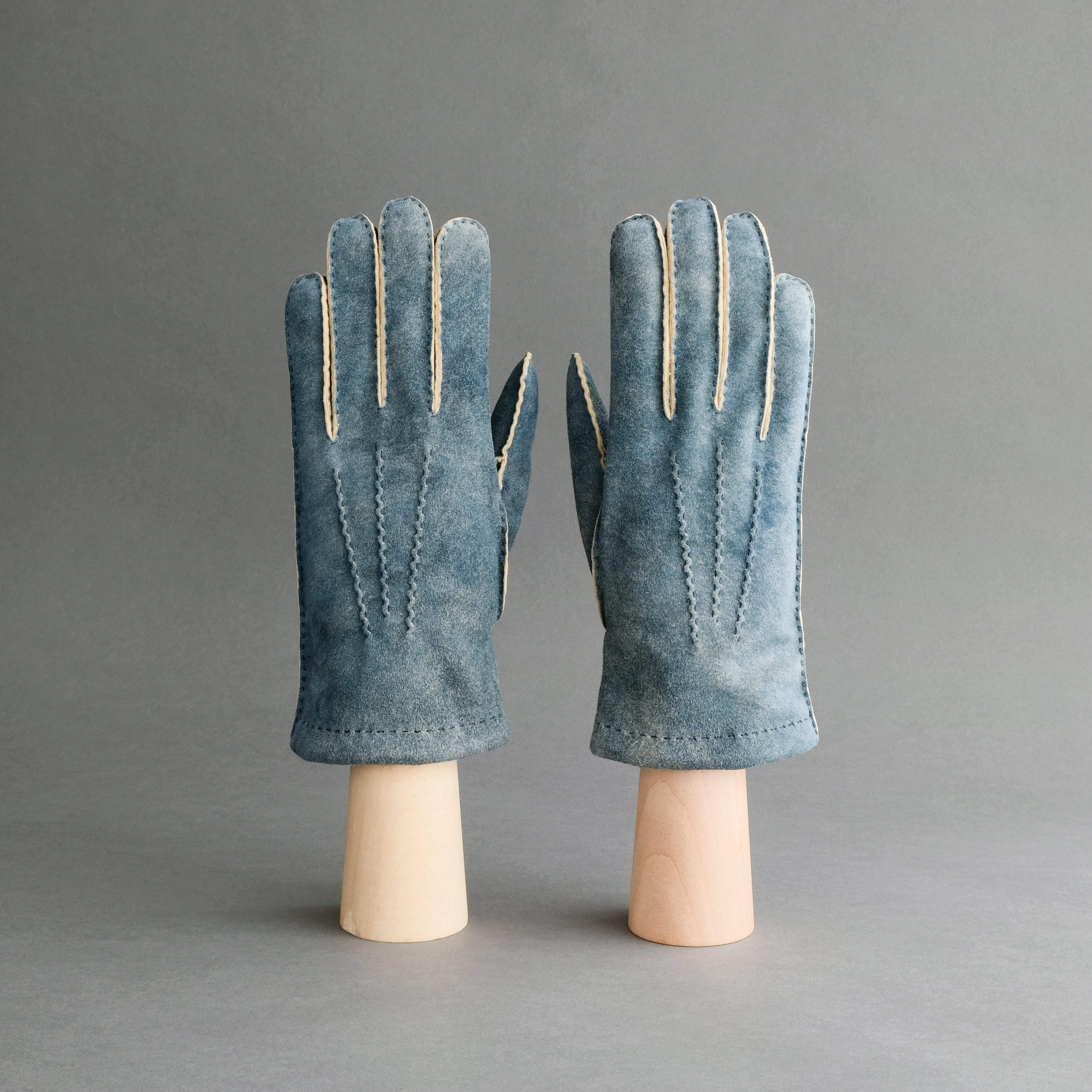 Gentlemen's Gloves from Jeans Blue Goatskin Lined with Cashmere - TR Handschuhe Wien - Thomas Riemer Handmade Gloves