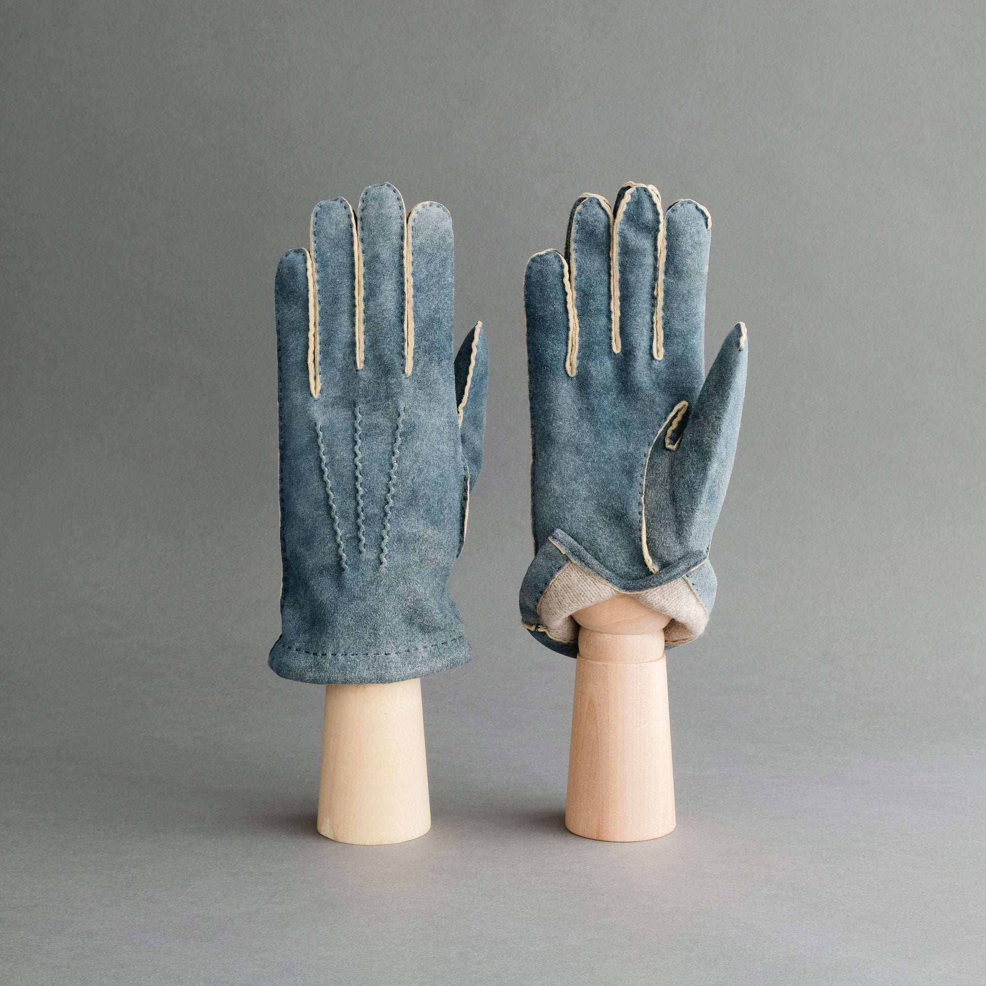 Gentlemen's Gloves from Jeans Blue Goatskin Lined with Cashmere - TR Handschuhe Wien - Thomas Riemer Handmade Gloves