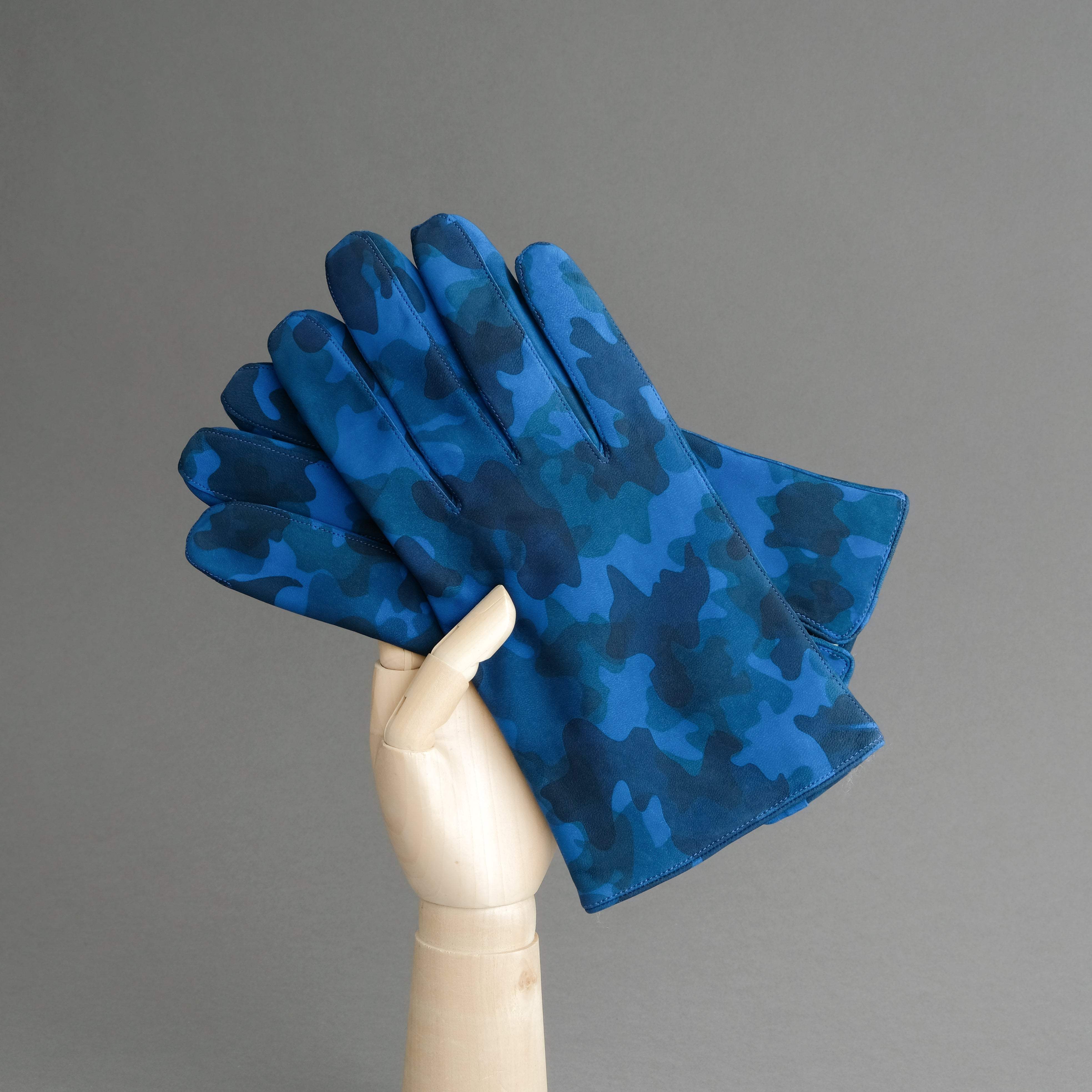 Gentlemen&#39;s Gloves from Military Blue Goatskin Lined with Cashmere - TR Handschuhe Wien - Thomas Riemer Handmade Gloves