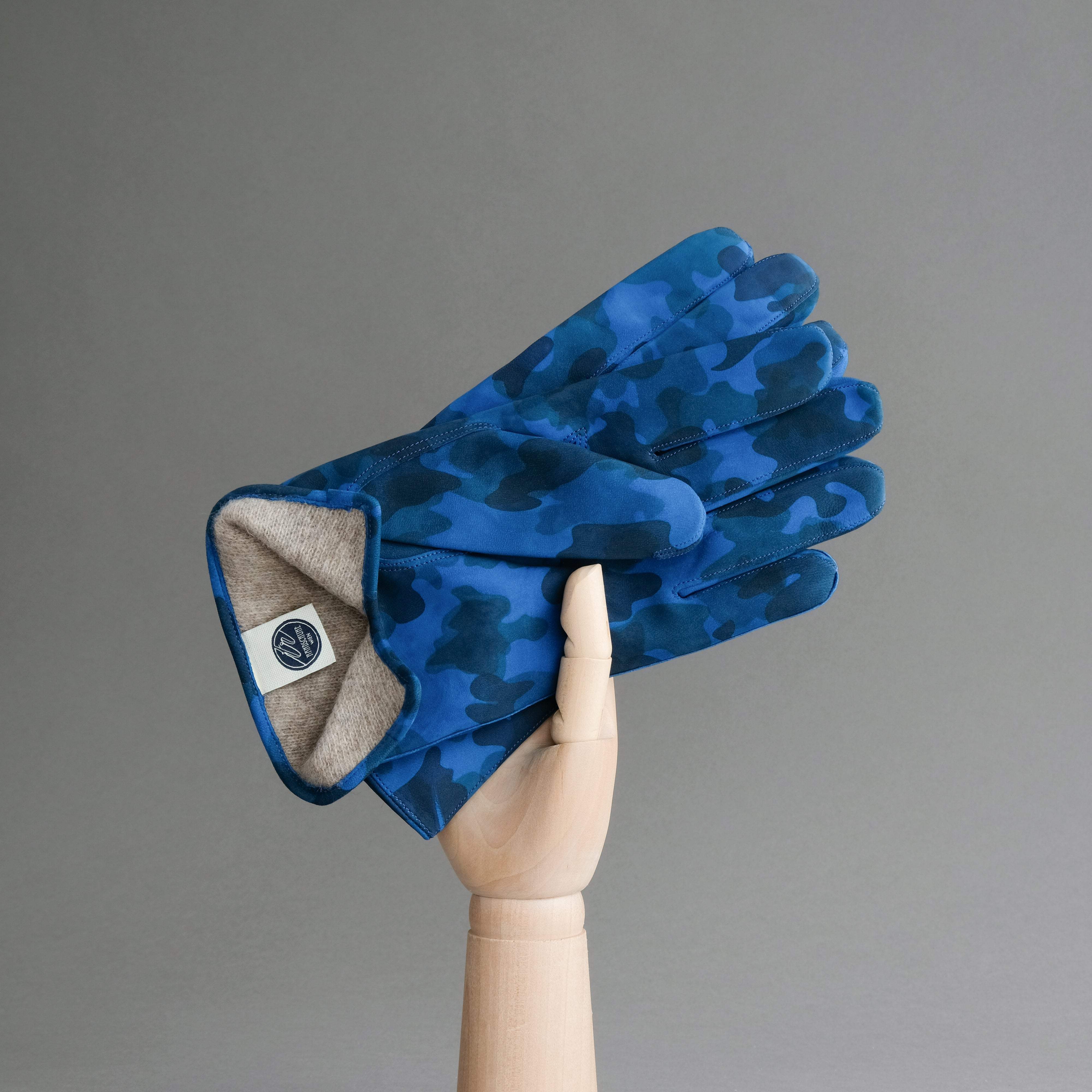Gentlemen's Gloves from Military Blue Goatskin Lined with Cashmere - TR Handschuhe Wien - Thomas Riemer Handmade Gloves