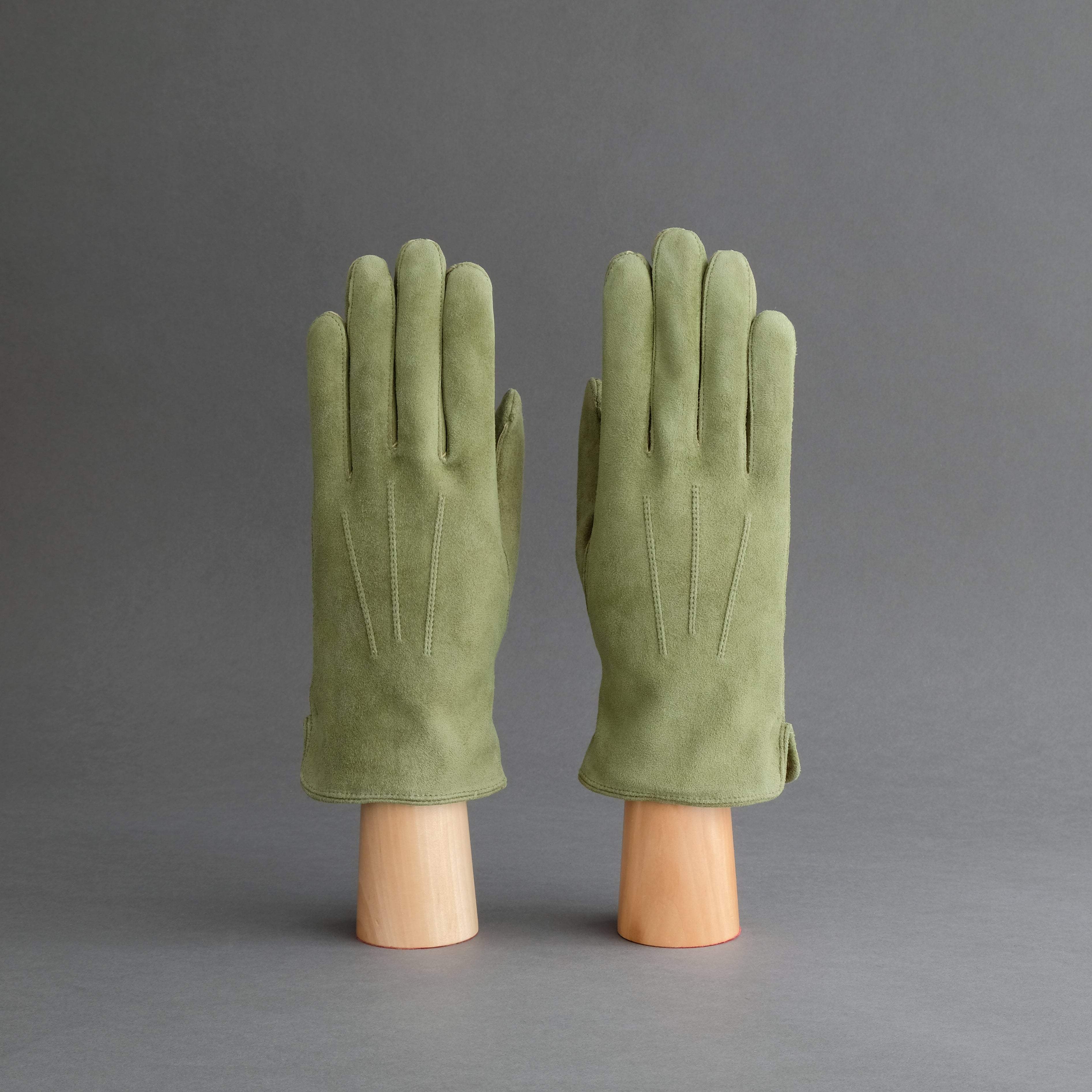 Gentlemen's Gloves from Moss Goatskin Lined with Cashmere - TR Handschuhe Wien - Thomas Riemer Handmade Gloves