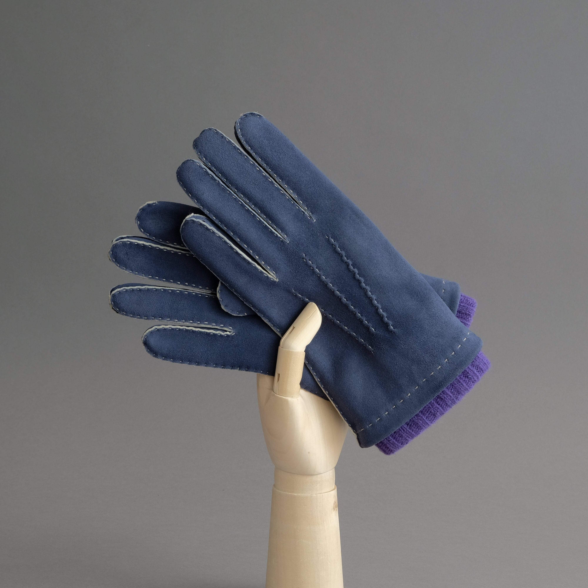 Gentlemen&#39;s Gloves from Navy Doeskin Lined with Cashmere - TR Handschuhe Wien - Thomas Riemer Handmade Gloves