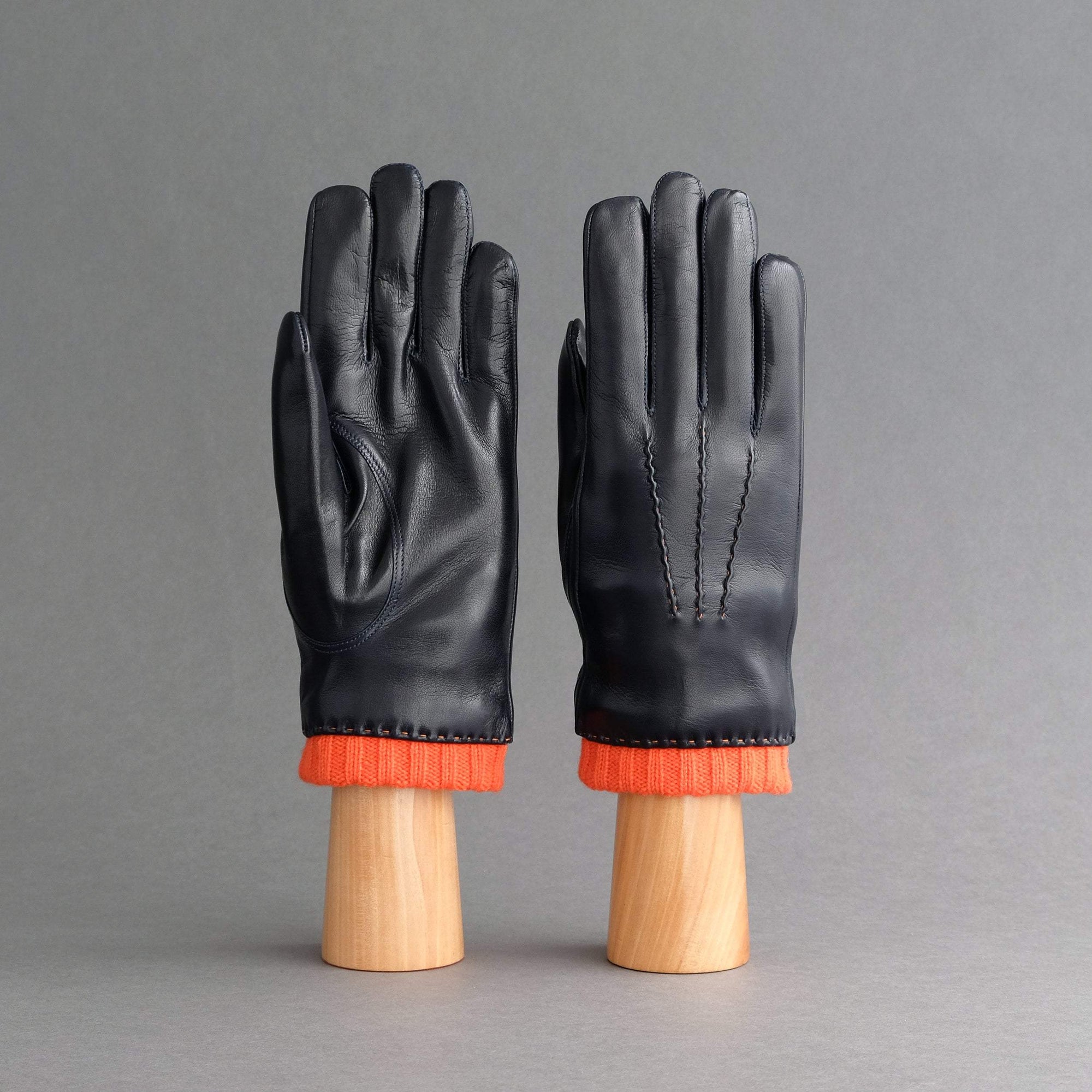 Gentlemen&#39;s Gloves from Navy Hair Sheep Nappa Lined With Cashmere - TR Handschuhe Wien - Thomas Riemer Handmade Gloves