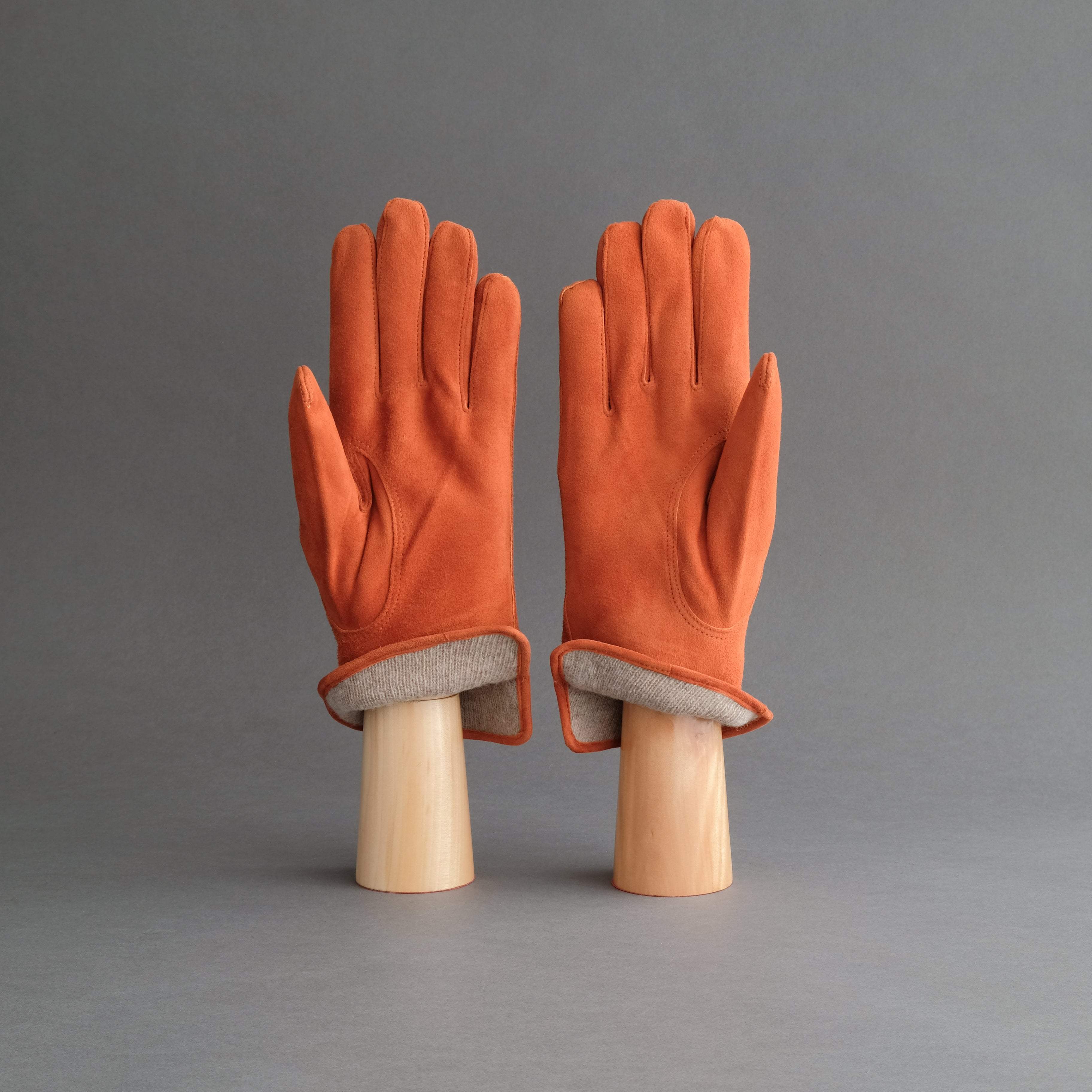Gentlemen's Gloves from Orange Goatskin Lined with Cashmere - TR Handschuhe Wien - Thomas Riemer Handmade Gloves