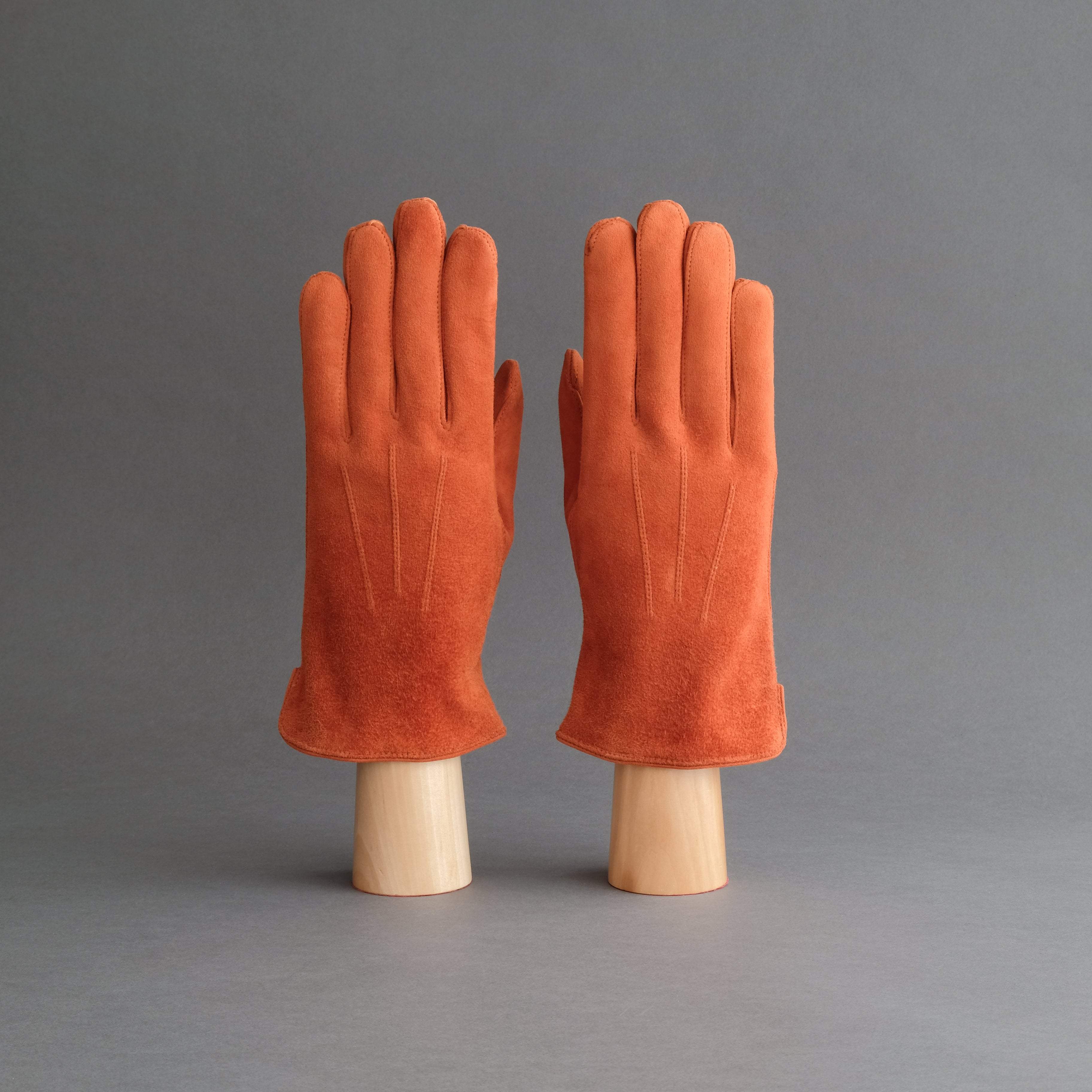 Gentlemen's Gloves from Orange Goatskin Lined with Cashmere - TR Handschuhe Wien - Thomas Riemer Handmade Gloves