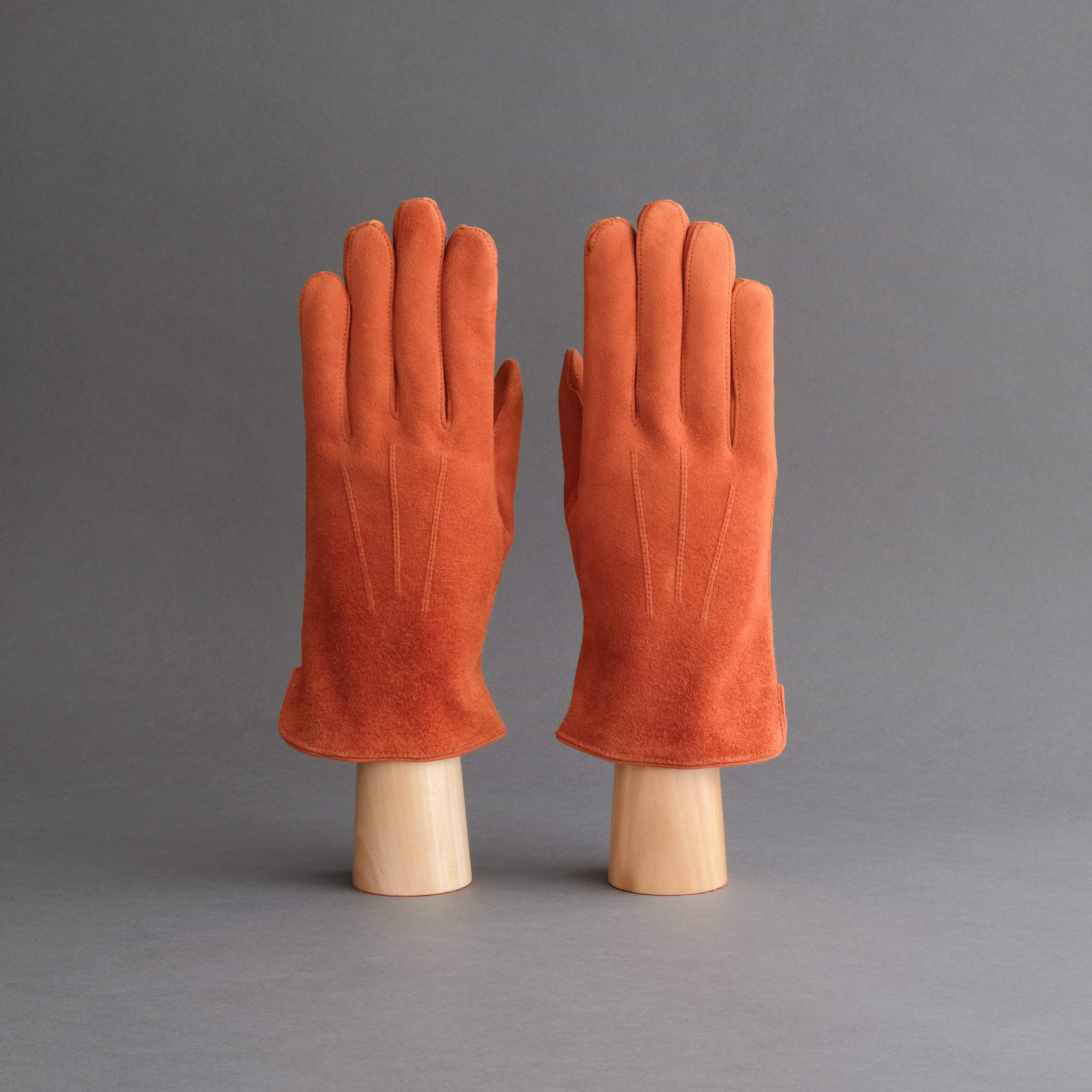 Gentlemen's Gloves from Orange Goatskin Lined with Cashmere - TR Handschuhe Wien - Thomas Riemer Handmade Gloves