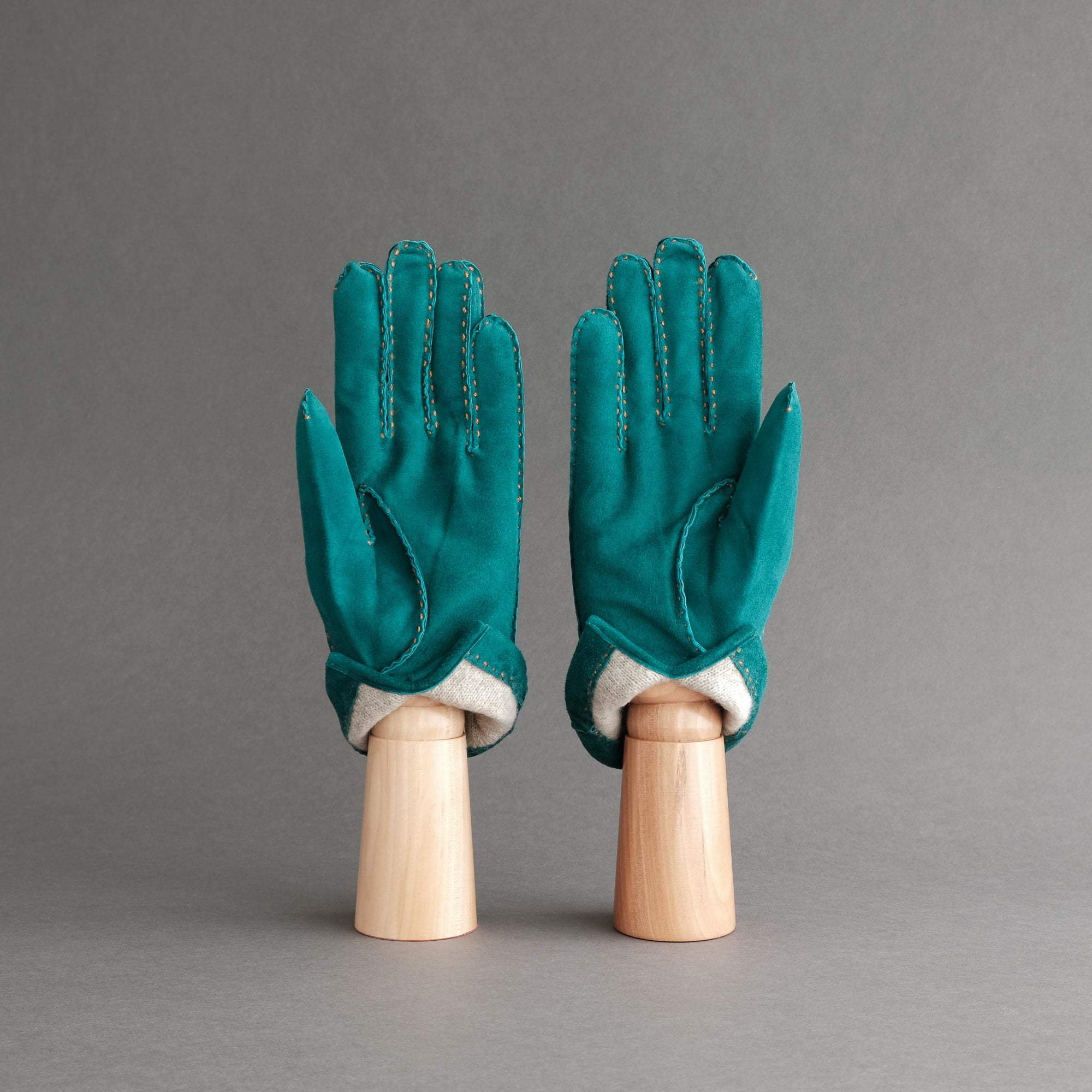 Gentlemen&#39;s Gloves from Petrol Reindeer Lined with Cashmere - TR Handschuhe Wien - Thomas Riemer Handmade Gloves