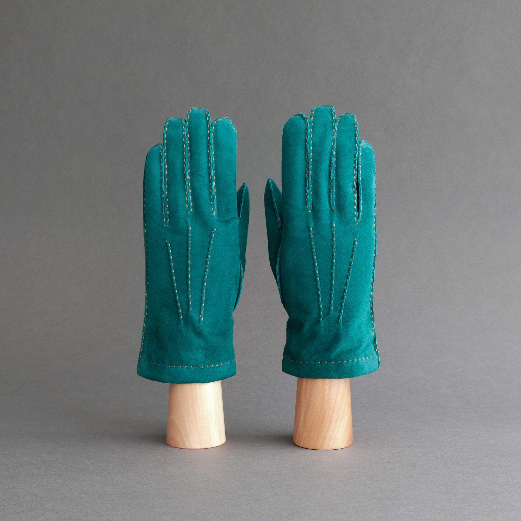 Gentlemen&#39;s Gloves from Petrol Reindeer Lined with Cashmere - TR Handschuhe Wien - Thomas Riemer Handmade Gloves