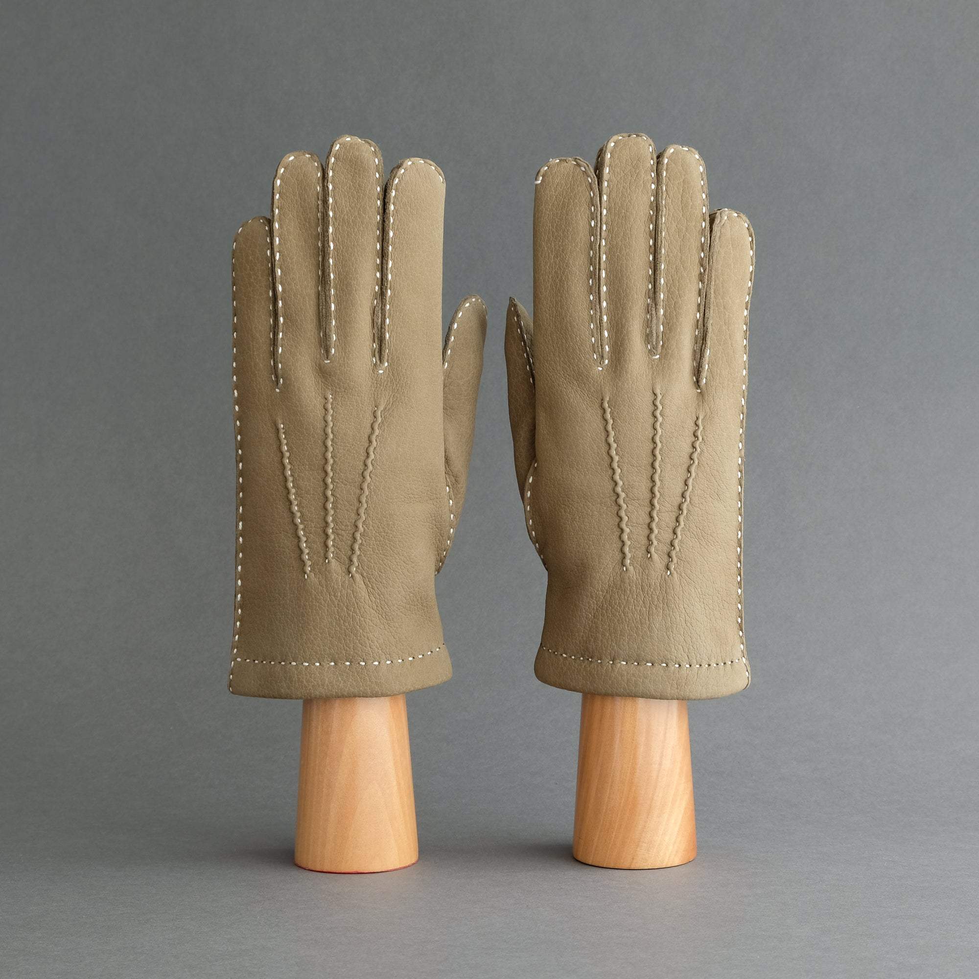 Gentlemen's Gloves from Spinach Calfskin Lined with Cashmere - TR Handschuhe Wien - Thomas Riemer Handmade Gloves