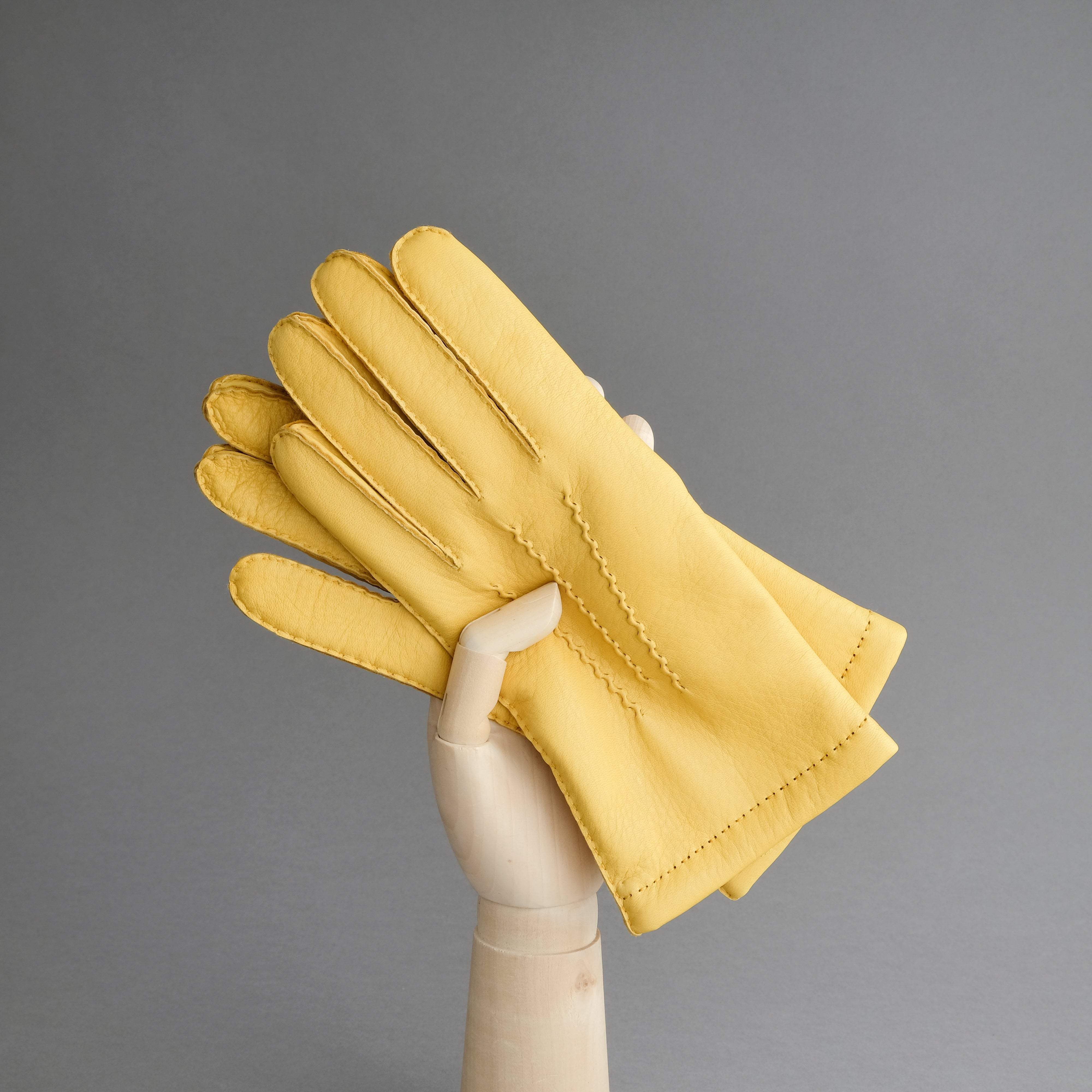 Gentlemen's Gloves from Yellow Deerskin Lined with Cashmere - TR Handschuhe Wien - Thomas Riemer Handmade Gloves