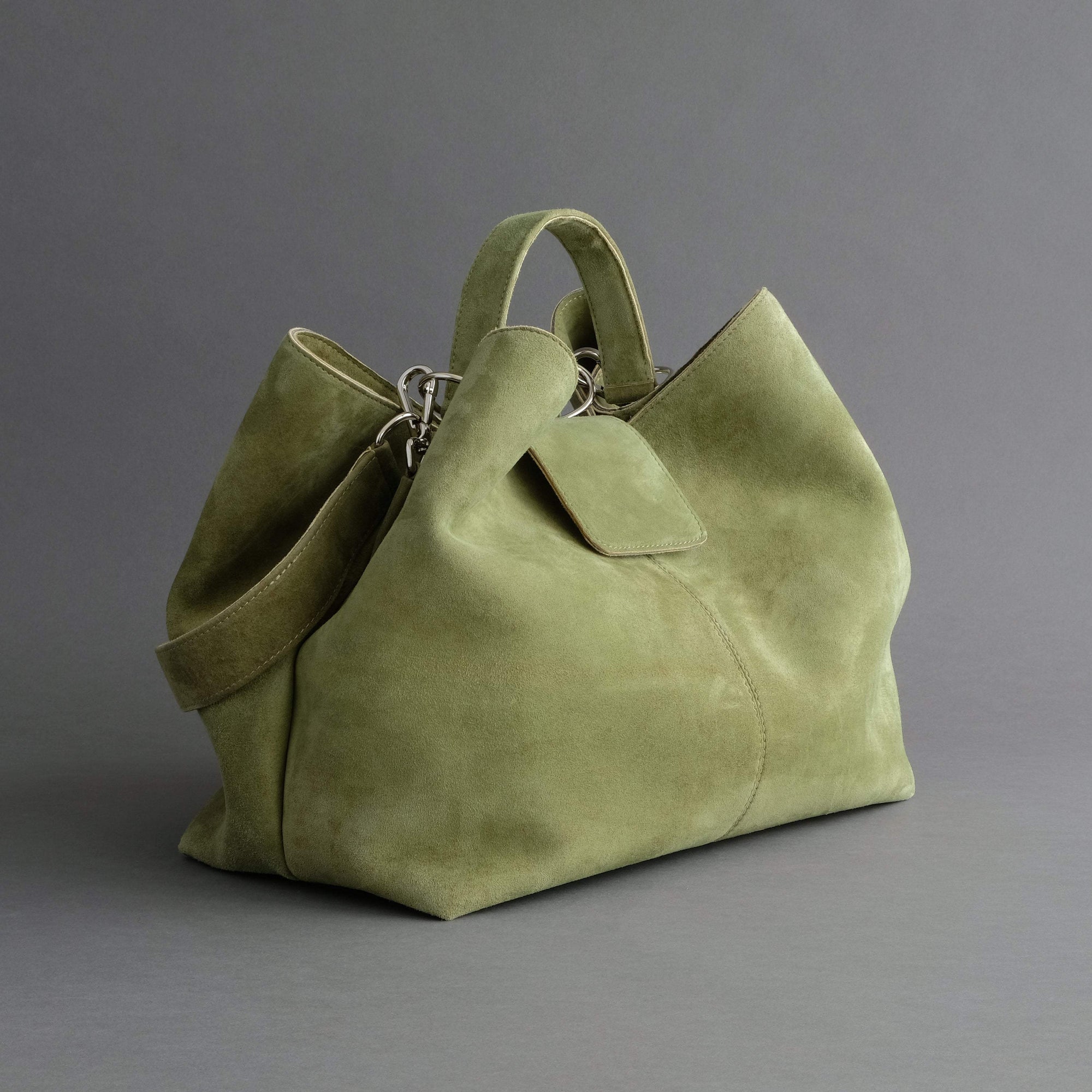 Ladies Bag From Green Goatskin Suede - TR Handschuhe Wien - Thomas Riemer Handmade Gloves