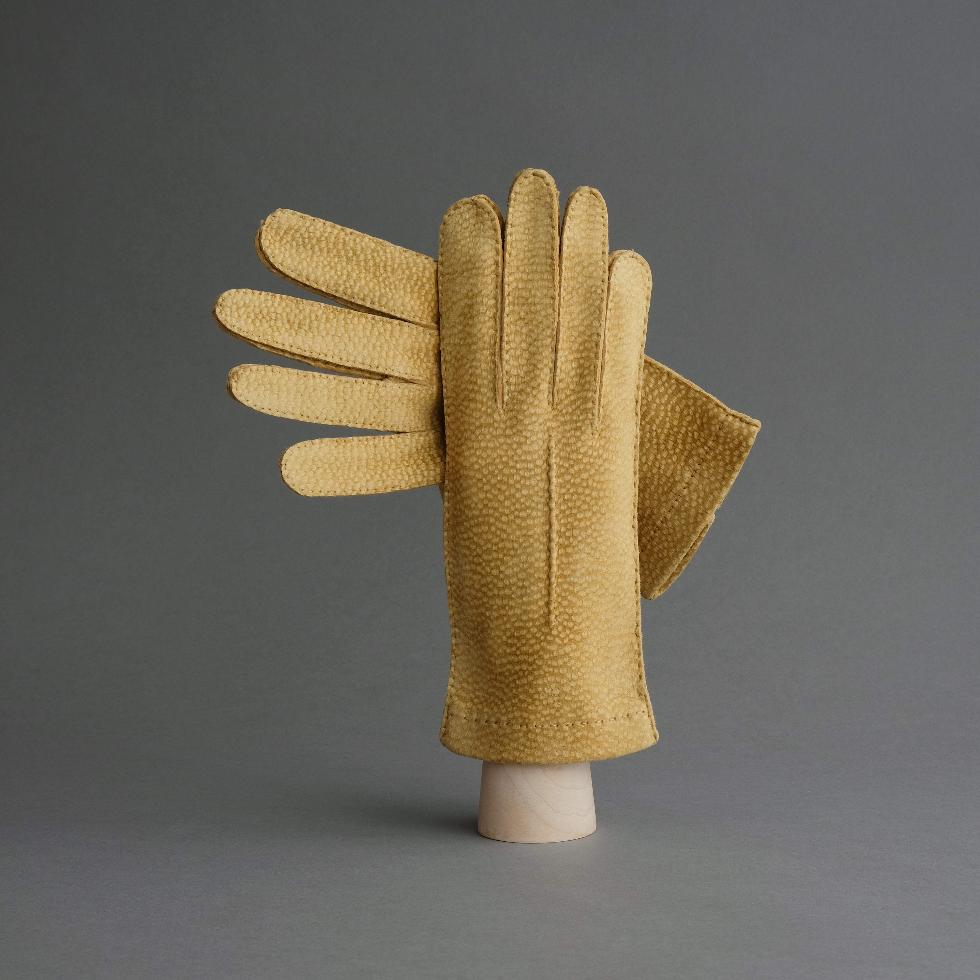Ladies Dress Gloves from Mustard Carpincho Leather - TR Handschuhe Wien - Thomas Riemer Handmade Gloves