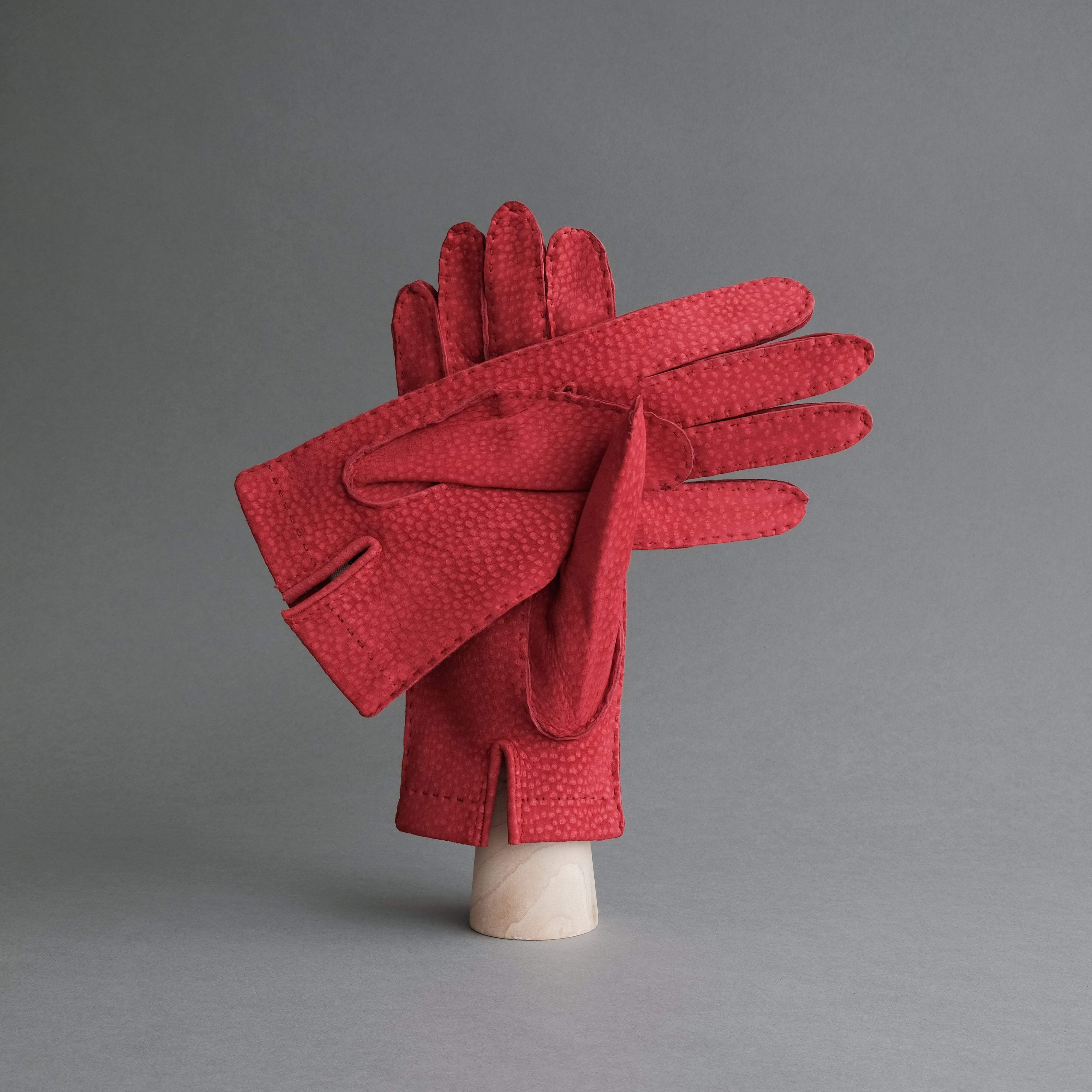 Ladies Dress Gloves from Red Carpincho Leather - TR Handschuhe Wien - Thomas Riemer Handmade Gloves