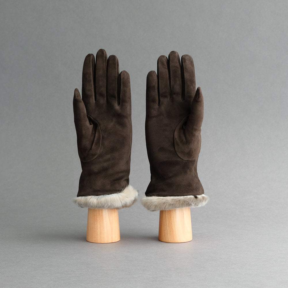 Ladies Gloves from Dark Brown Goatskin with Orylag Cuffs - TR Handschuhe Wien - Thomas Riemer Handmade Gloves